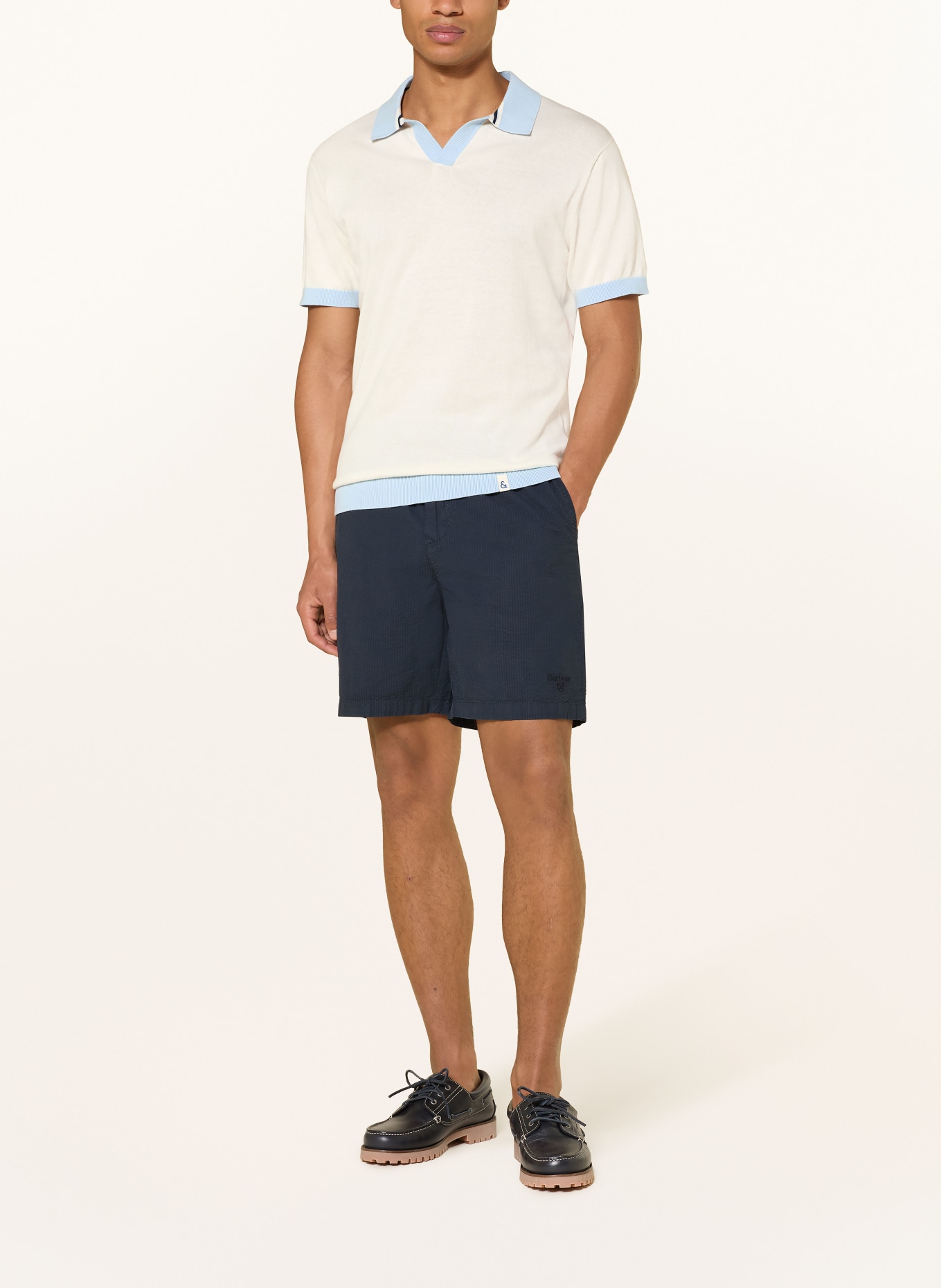 COLOURS & SONS Dzianinowa koszulka polo: KREMOWY / JASNONIEBIESKI