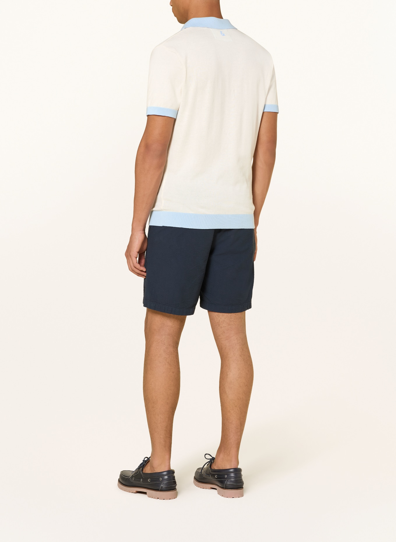 COLOURS & SONS Dzianinowa koszulka polo: KREMOWY / JASNONIEBIESKI