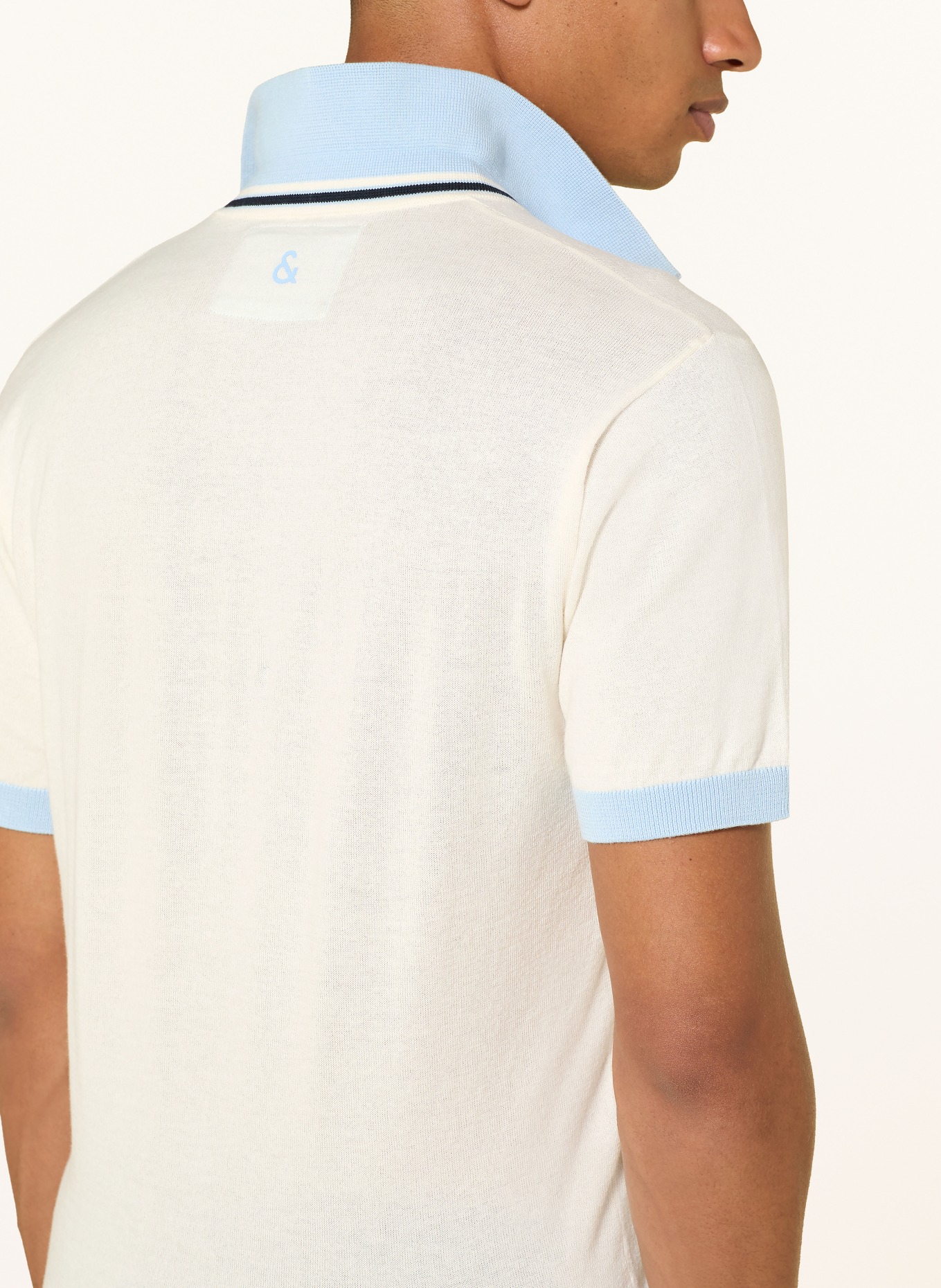 COLOURS & SONS Dzianinowa koszulka polo: KREMOWY / JASNONIEBIESKI