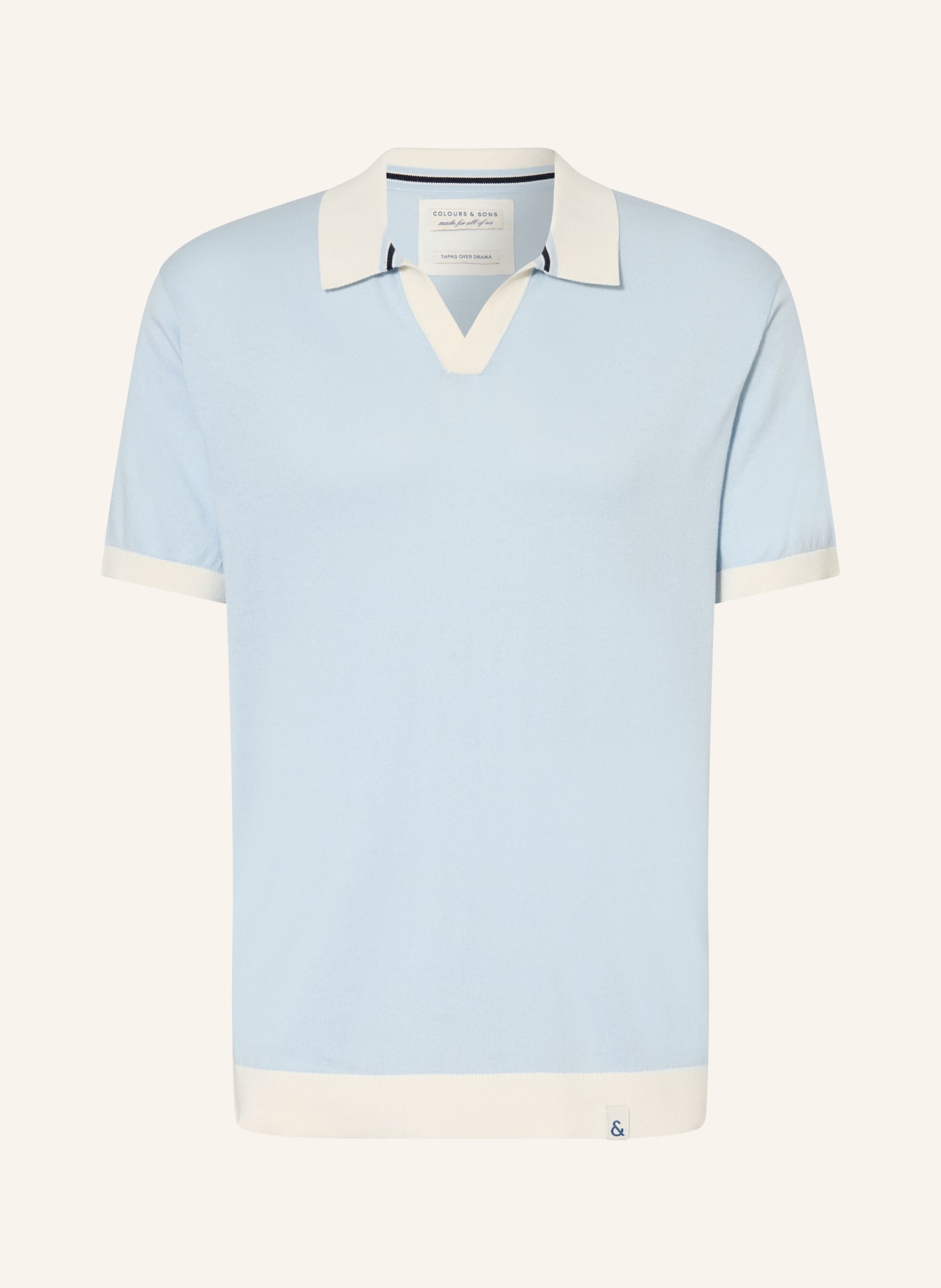 COLOURS & SONS Dzianinowa koszulka polo: JASNONIEBIESKI / BIAŁY