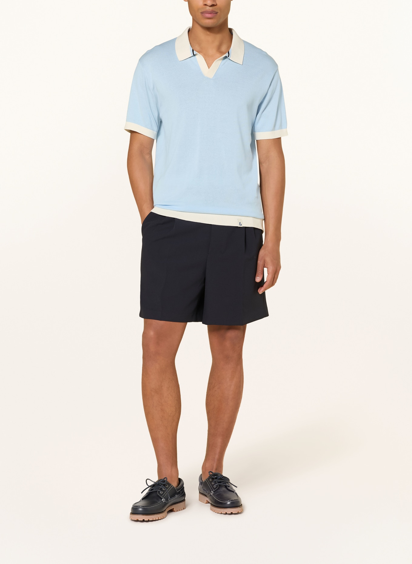 COLOURS & SONS Dzianinowa koszulka polo: JASNONIEBIESKI / BIAŁY