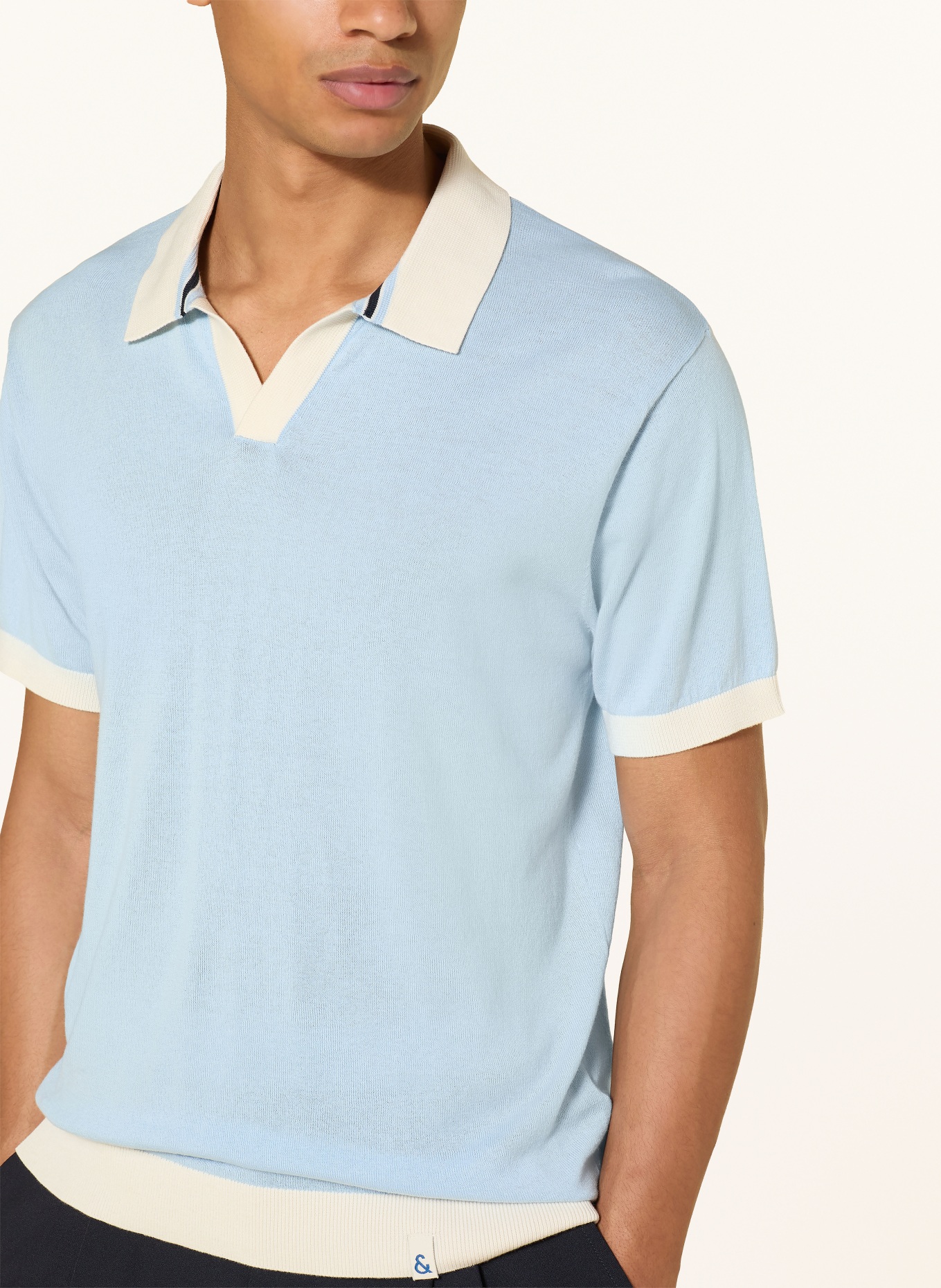 COLOURS & SONS Dzianinowa koszulka polo: JASNONIEBIESKI / BIAŁY