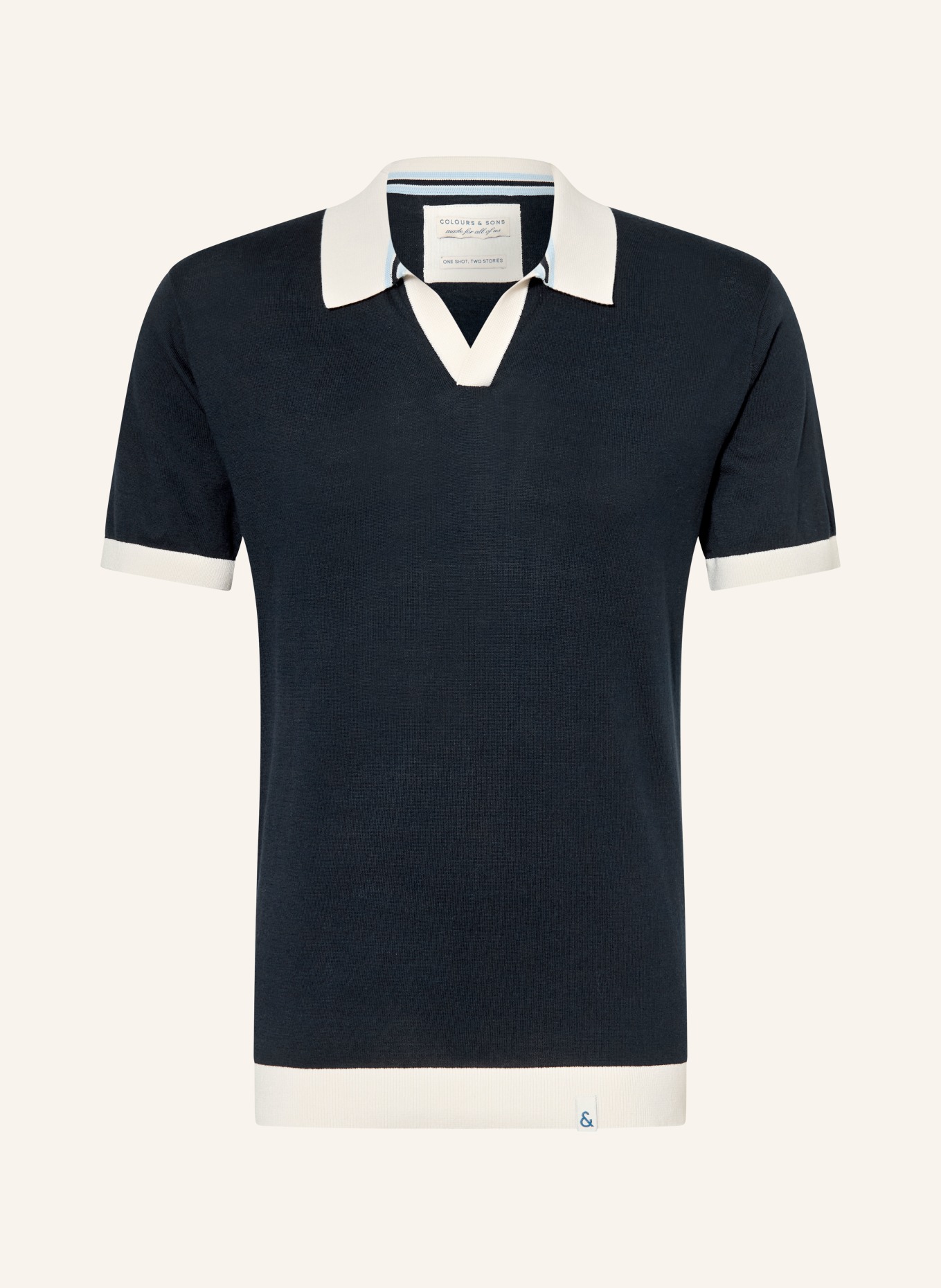 COLOURS & SONS Dzianinowa koszulka polo: GRANATOWY / BIAŁY