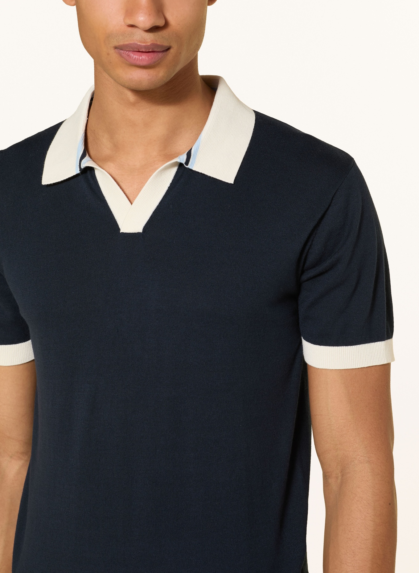 COLOURS & SONS Dzianinowa koszulka polo: GRANATOWY / BIAŁY