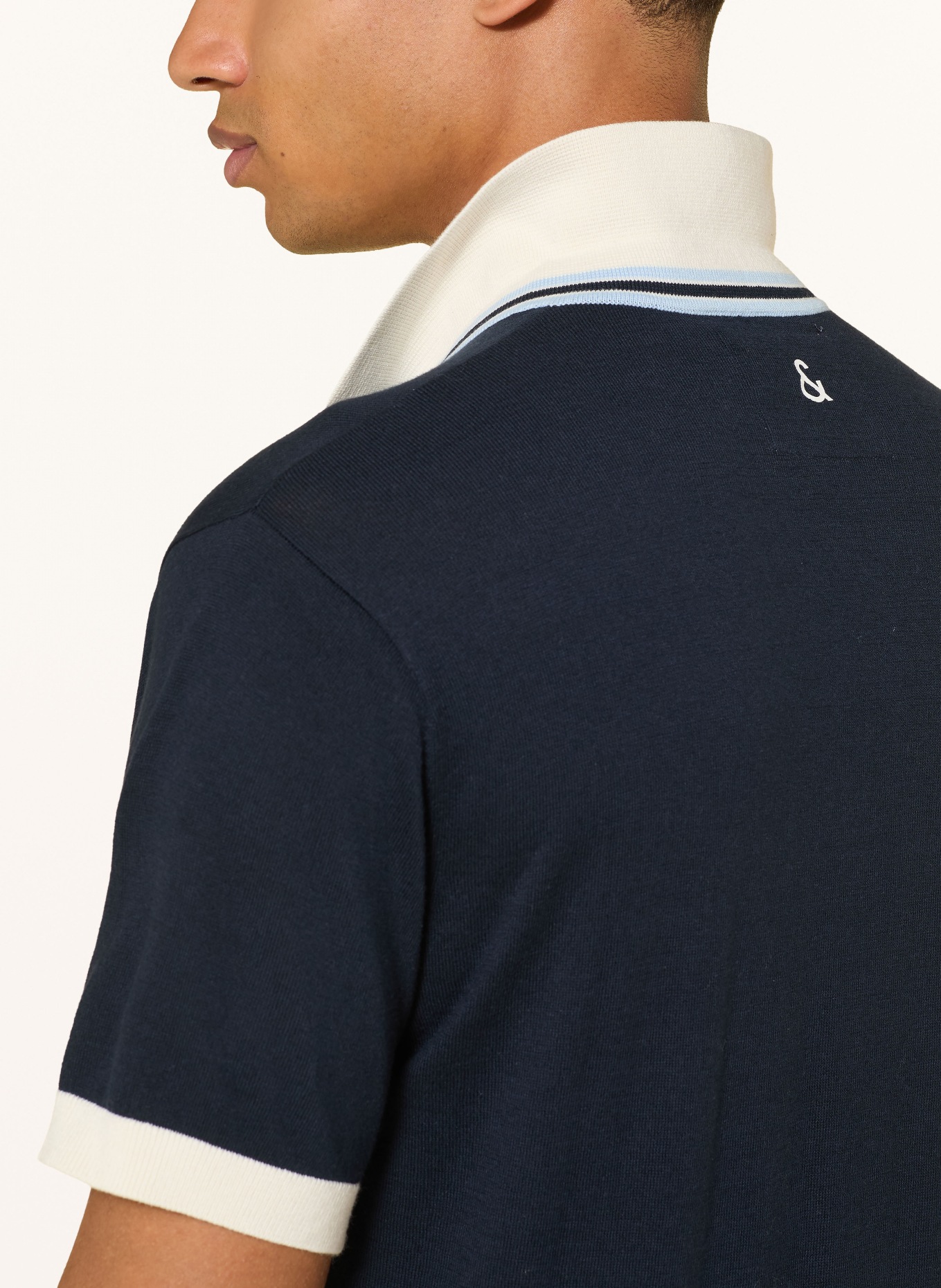 COLOURS & SONS Dzianinowa koszulka polo: GRANATOWY / BIAŁY