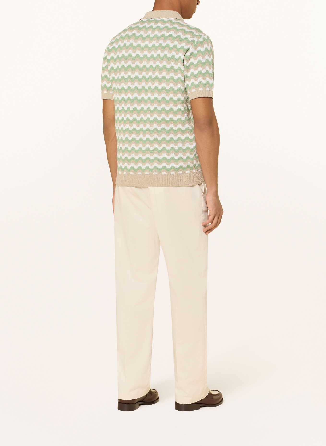 COLOURS & SONS Strick-Poloshirt: BEIGE / CREME / GRÜN