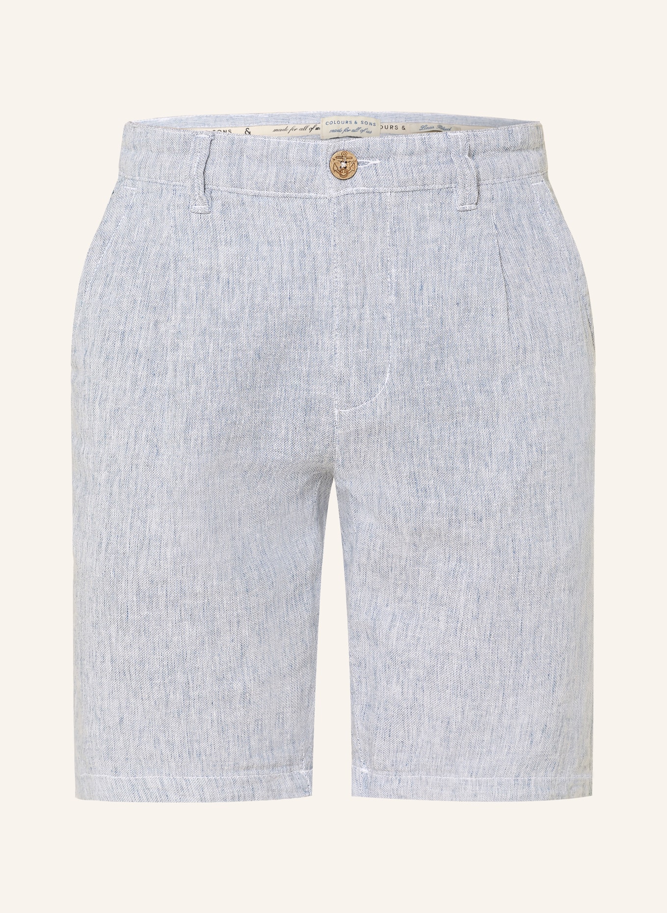 COLOURS & SONS Szorty z lnu: JASNONIEBIESKI