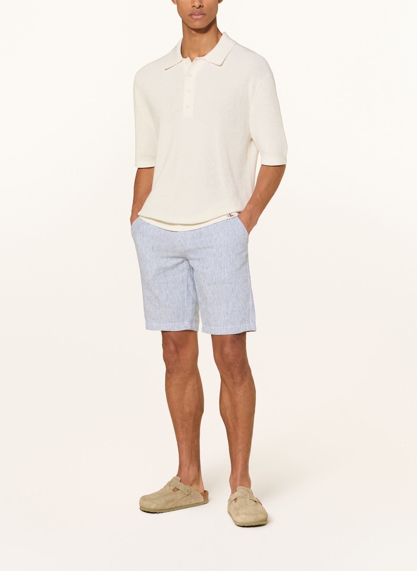 COLOURS & SONS Szorty z lnu: JASNONIEBIESKI