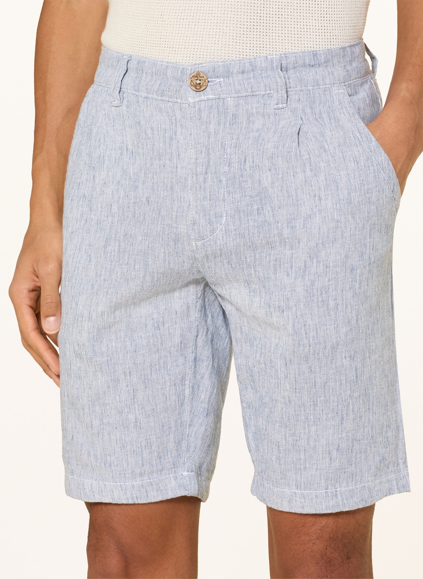 COLOURS & SONS Szorty z lnu: JASNONIEBIESKI