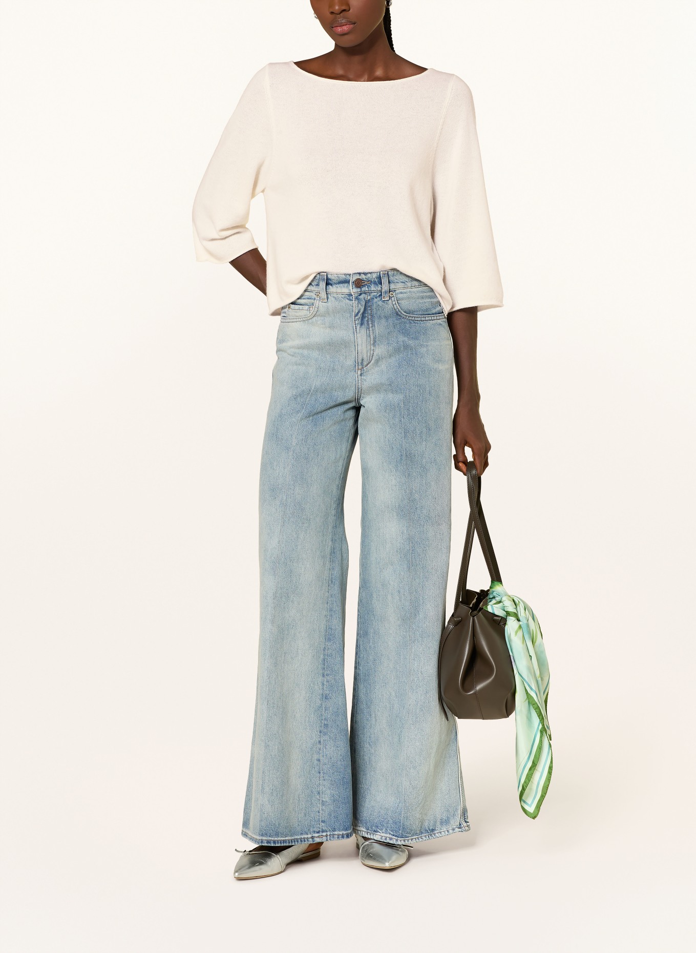 ALLUDE Cashmere-Pullover mit 3/4-Arm: ECRU