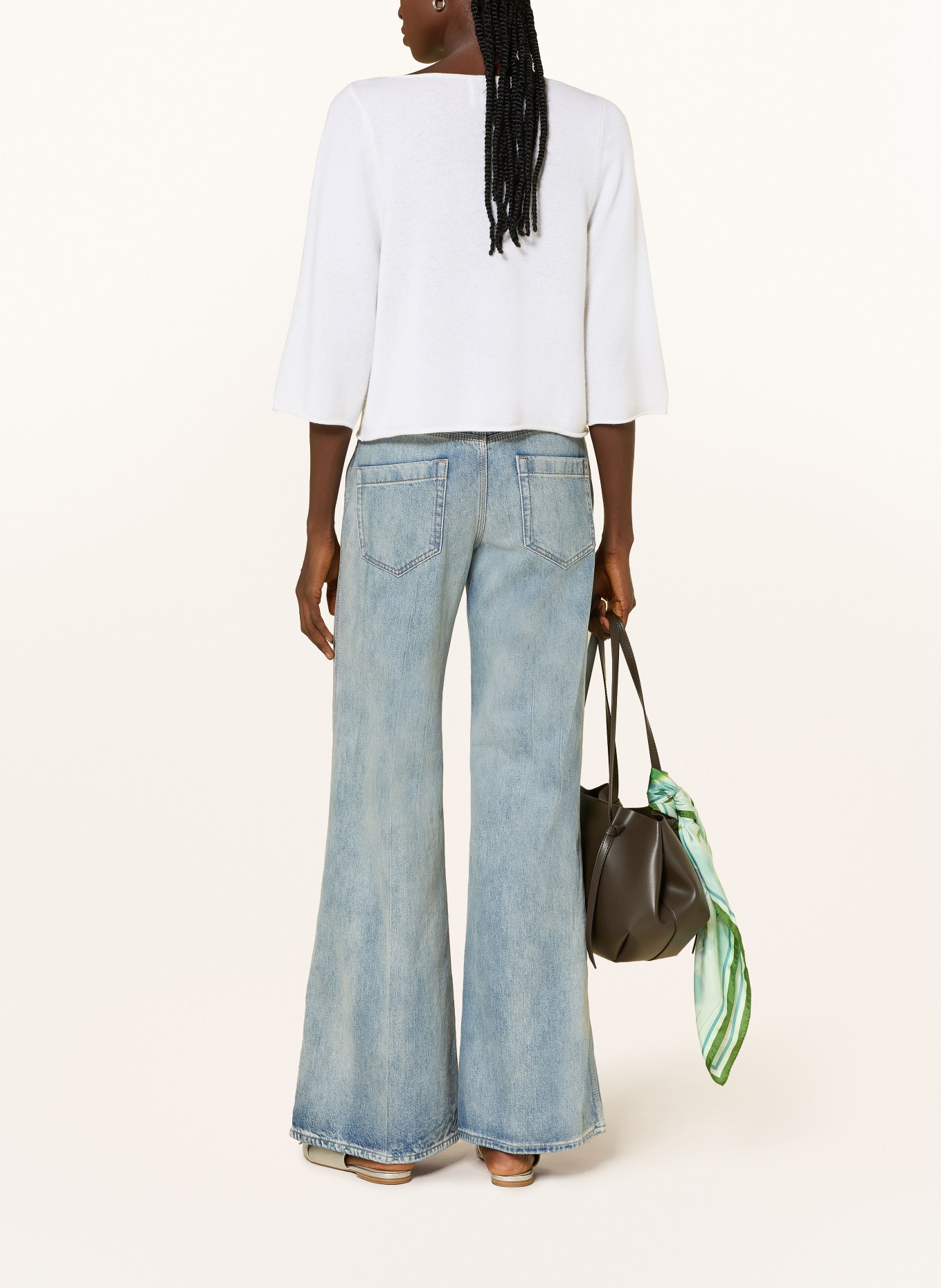 ALLUDE Kasjmier trui met 3/4 mouwen: ECRU