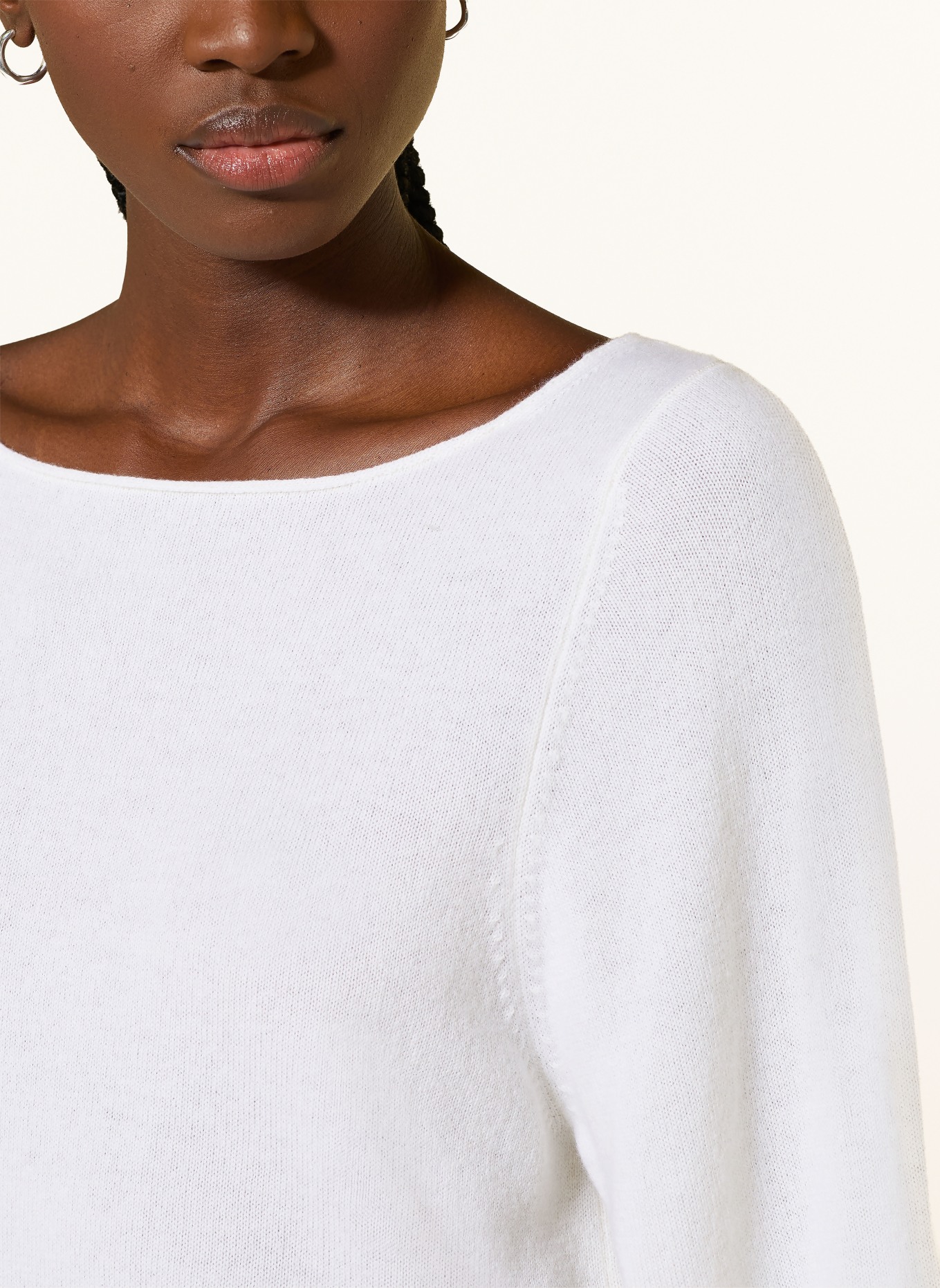 ALLUDE Kasjmier trui met 3/4 mouwen: ECRU