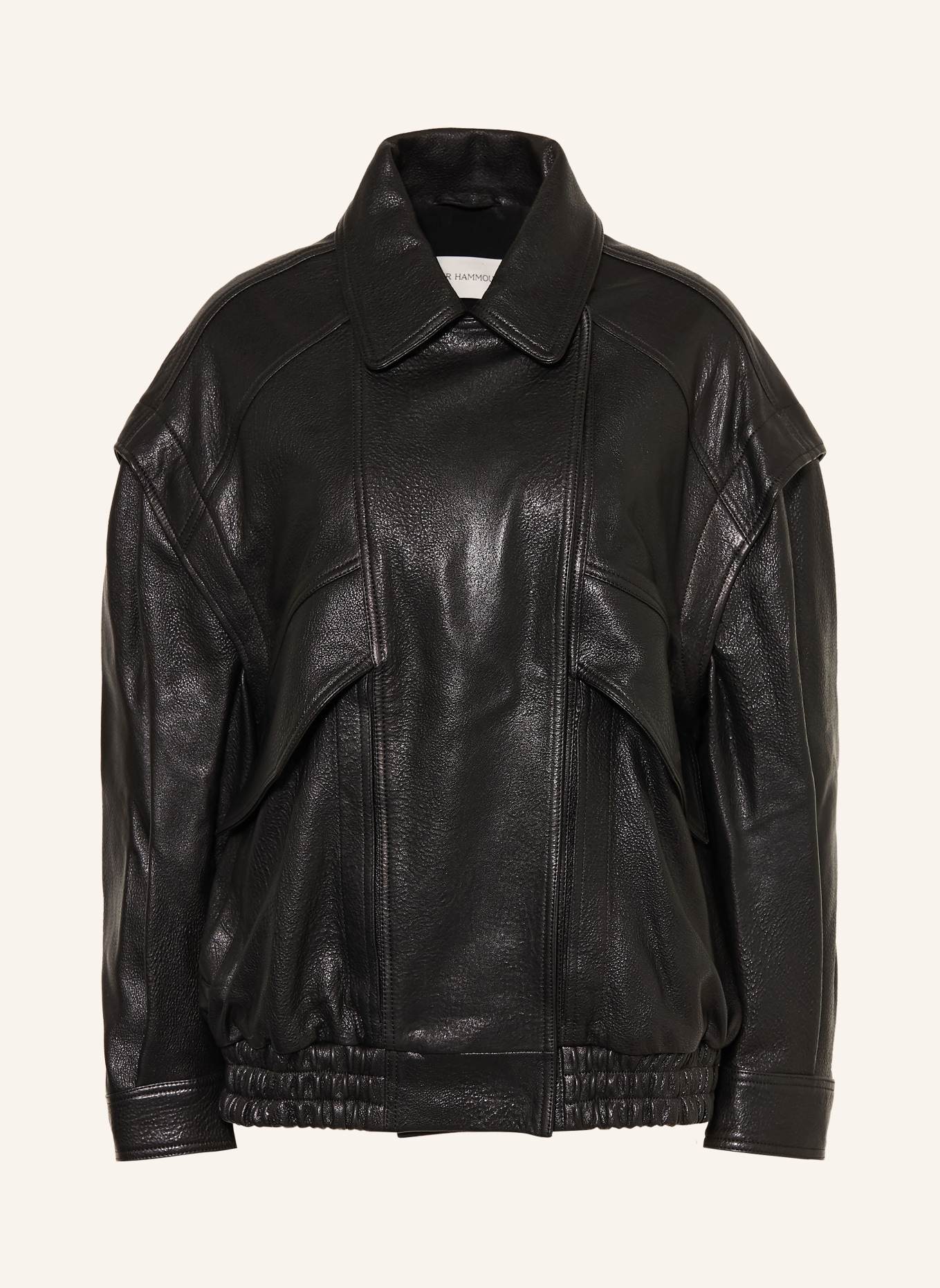 NOUR HAMMOUR Kožená bunda MICAH: ČERNÁ