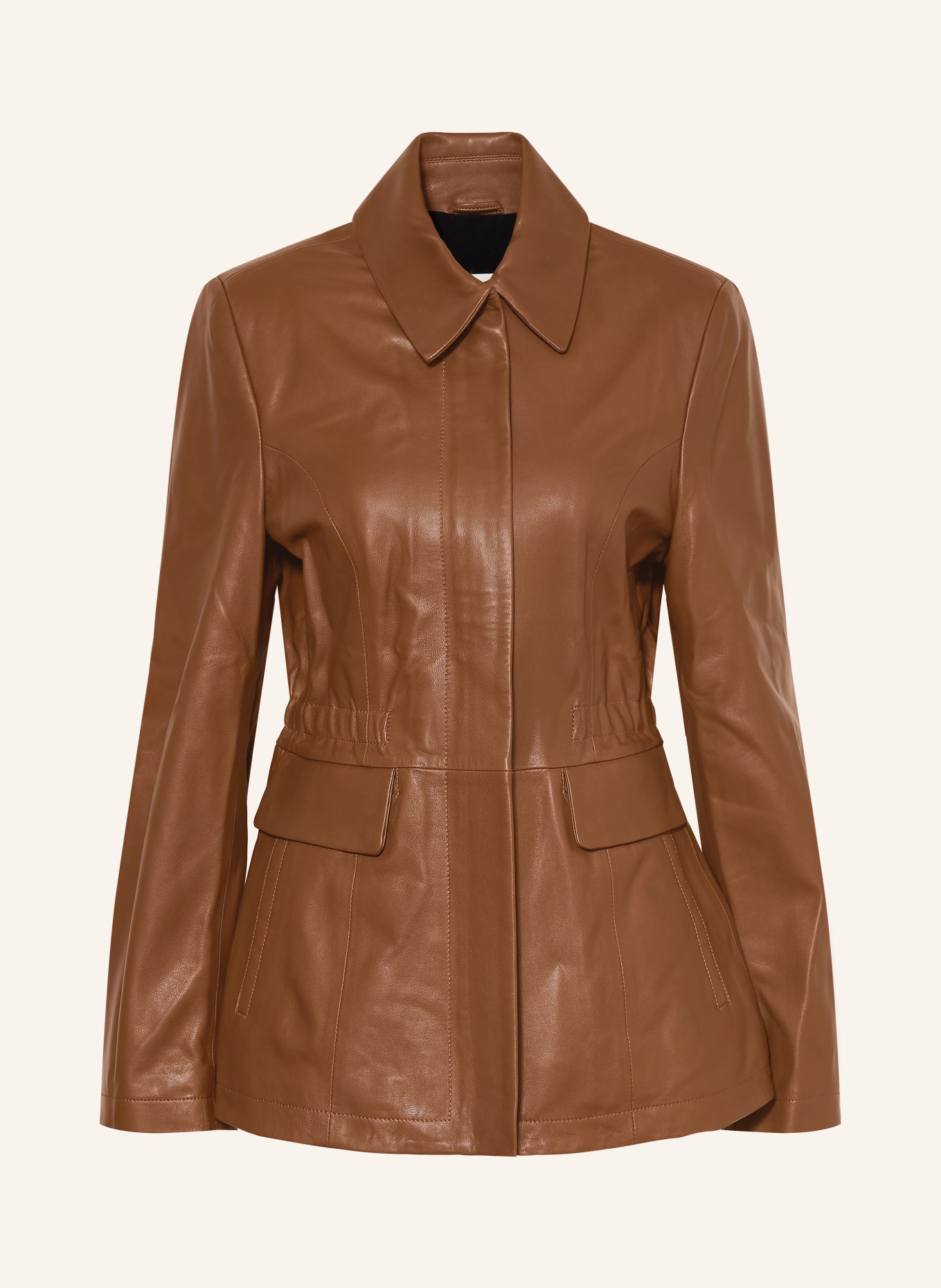 NOUR HAMMOUR Kožená bunda WELLS: HNĚDÁ