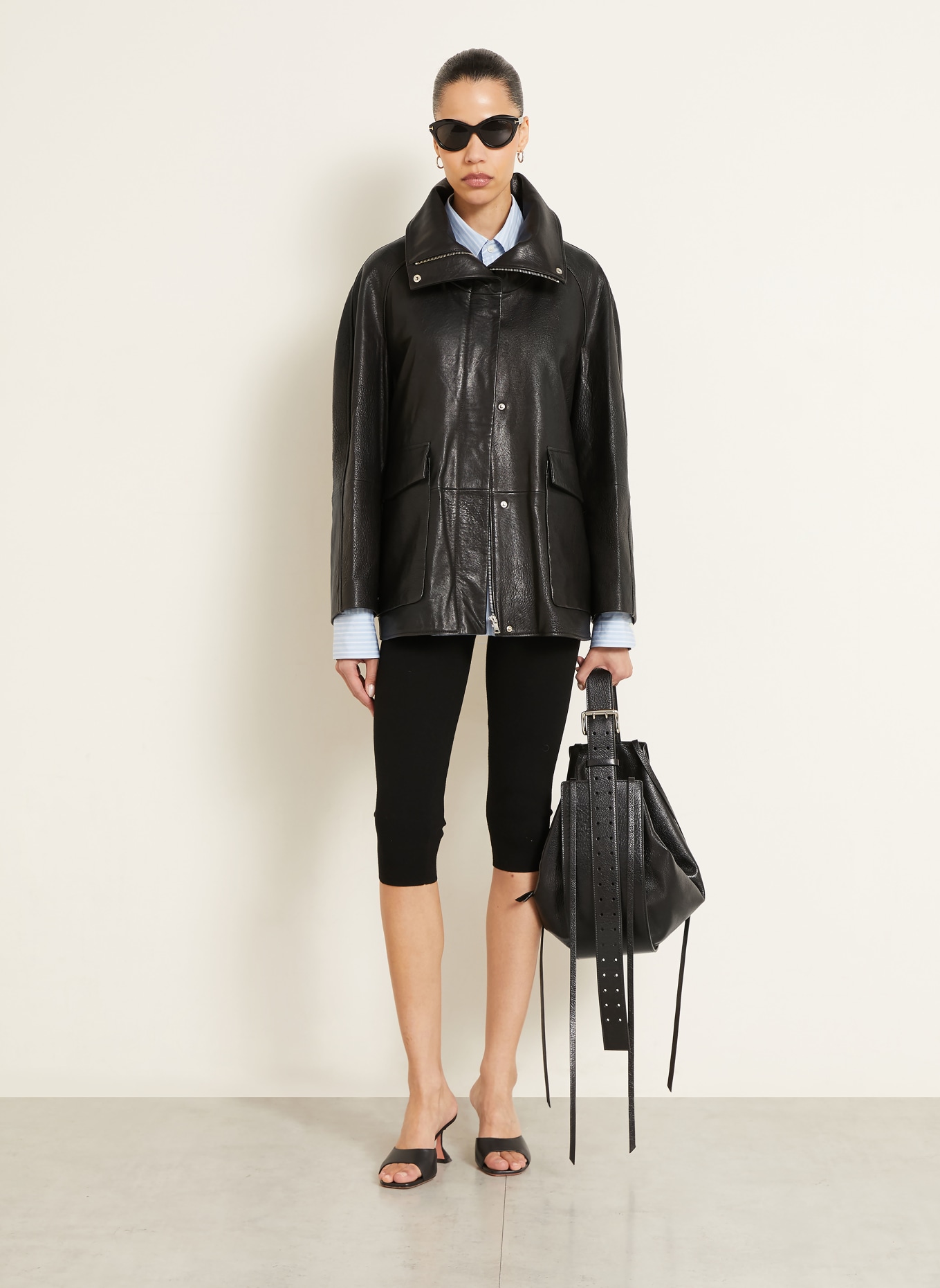 NOUR HAMMOUR Lederjacke ANSEL: SCHWARZ