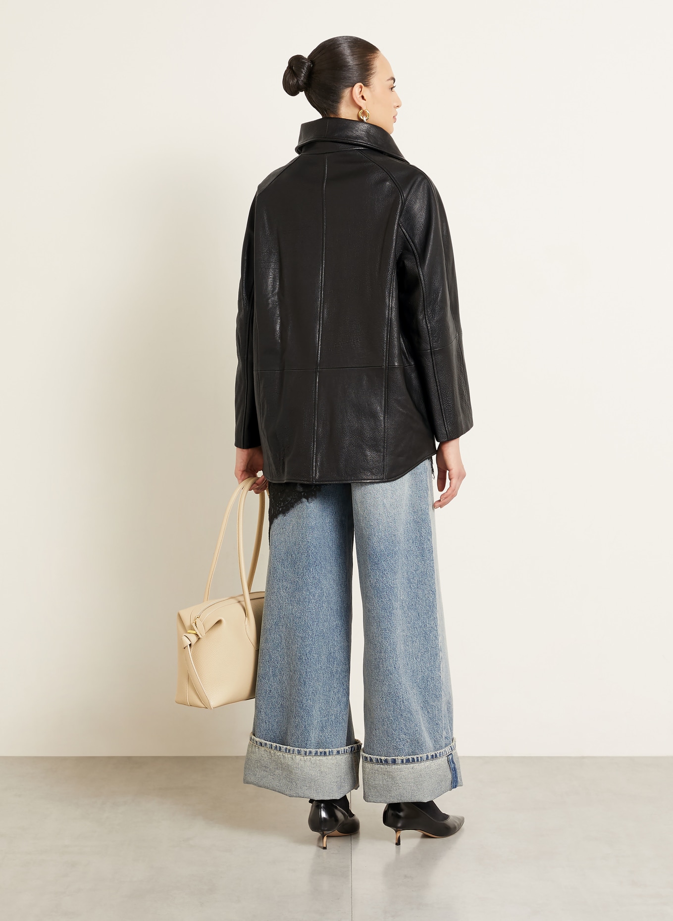 NOUR HAMMOUR Lederjacke ANSEL: SCHWARZ