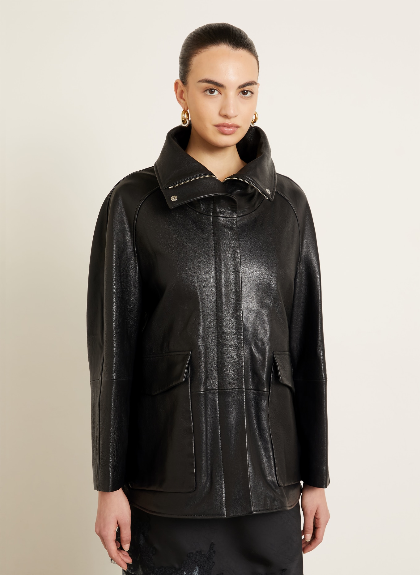 NOUR HAMMOUR Lederjacke ANSEL: SCHWARZ