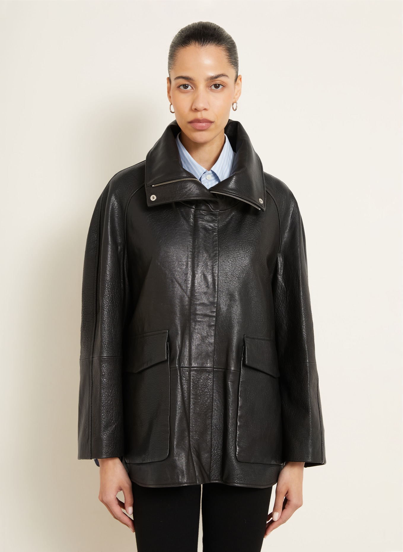 NOUR HAMMOUR Lederjacke ANSEL: SCHWARZ