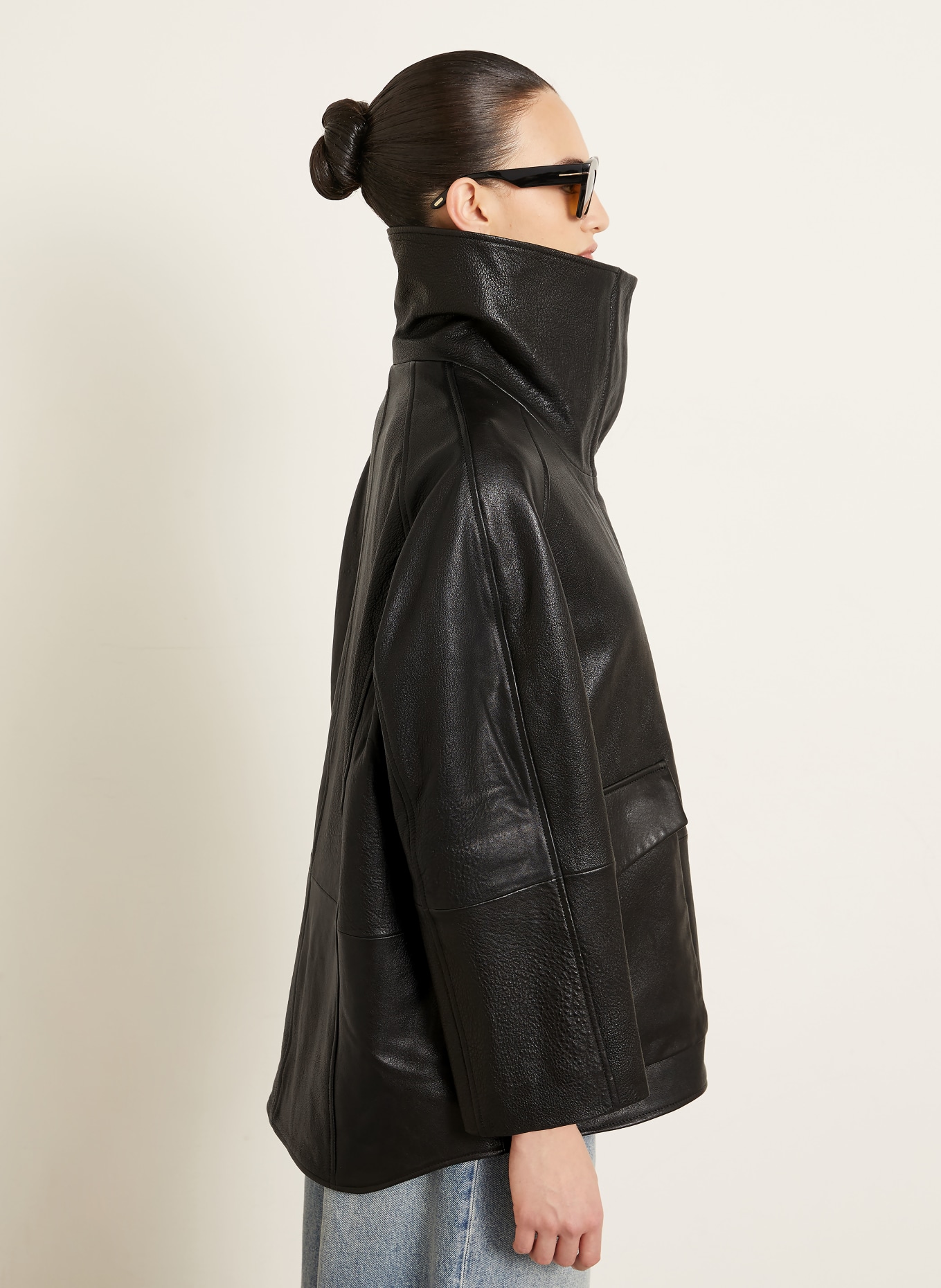 NOUR HAMMOUR Lederjacke ANSEL: SCHWARZ