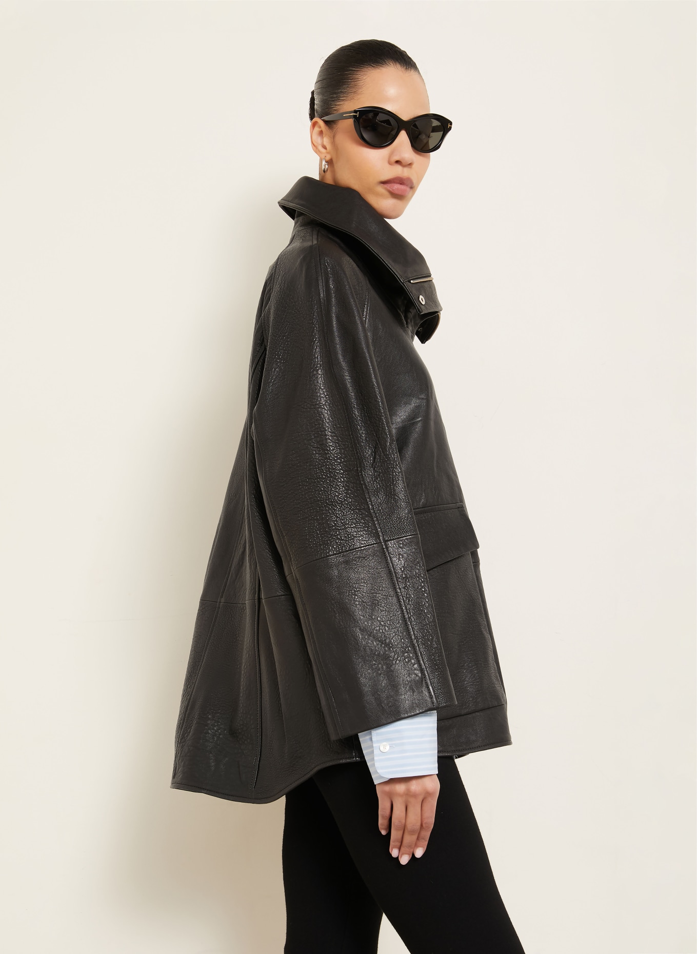 NOUR HAMMOUR Lederjacke ANSEL: SCHWARZ