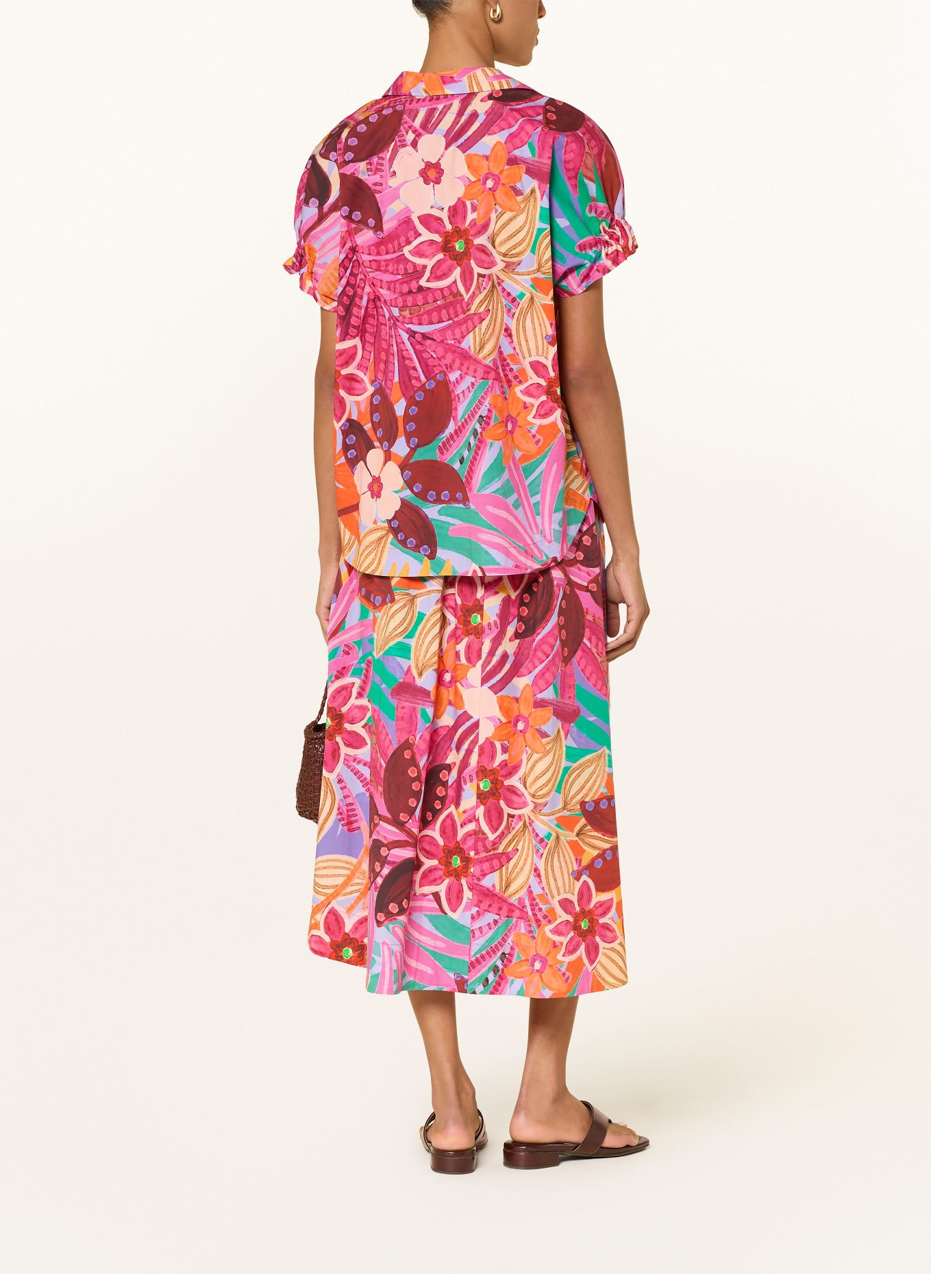 MILANO ITALY Ruffled blouse: FUCHSIA / ORANGE / GREEN
