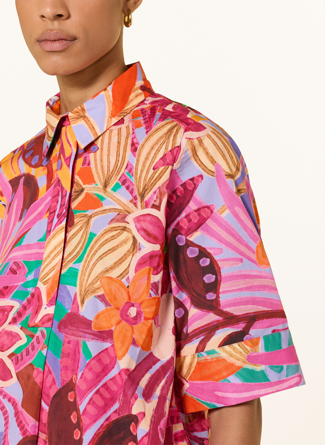 MILANO ITALY Ruffled blouse: FUCHSIA / ORANGE / GREEN