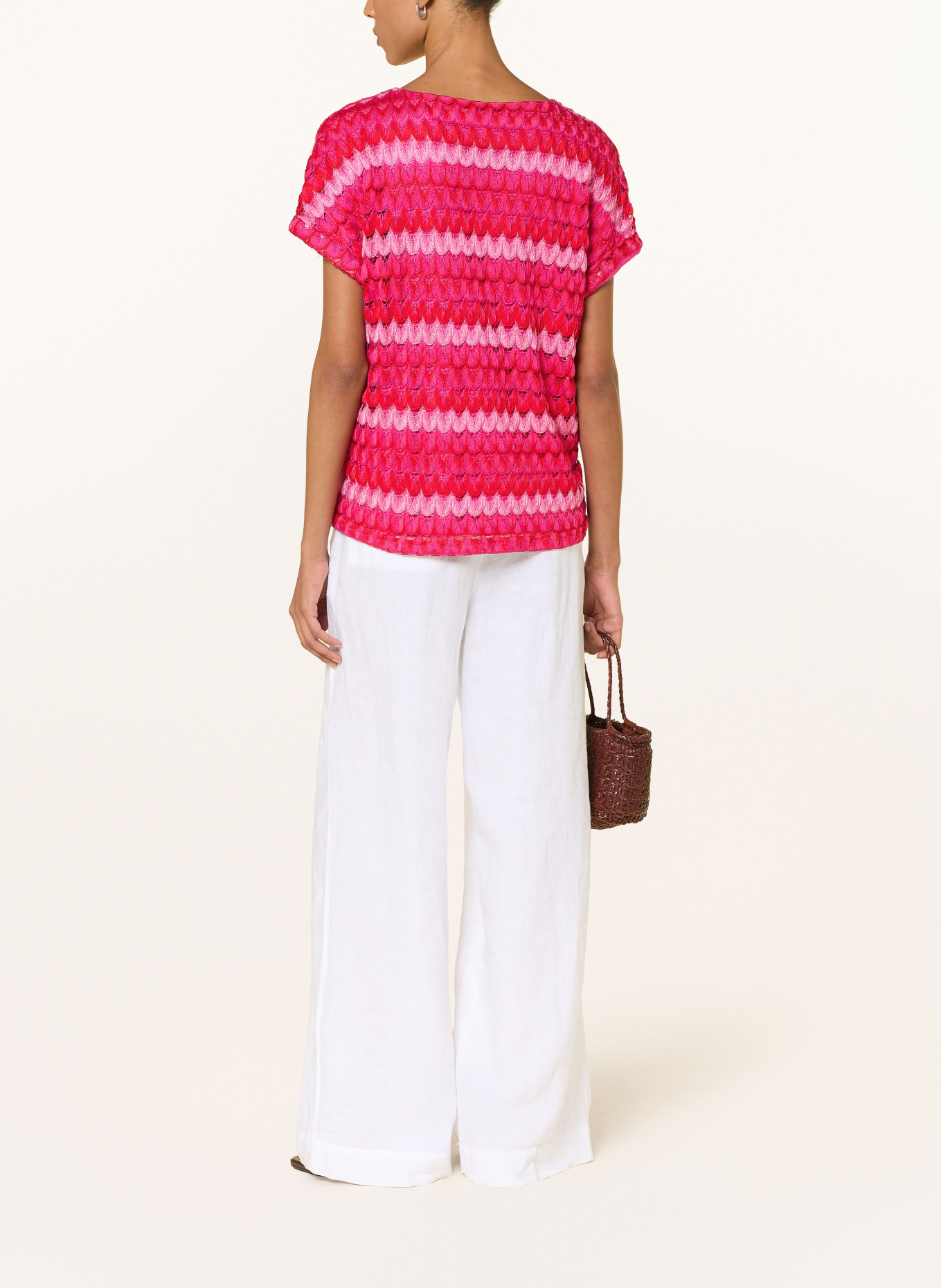 MILANO ITALY Crochet shirt: FUCHSIA / PINK / RED