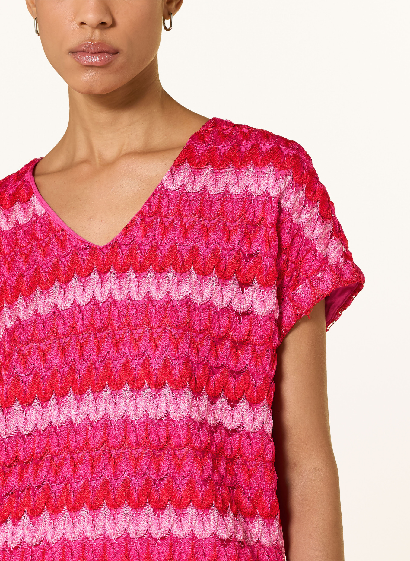 MILANO ITALY Crochet shirt: FUCHSIA / PINK / RED