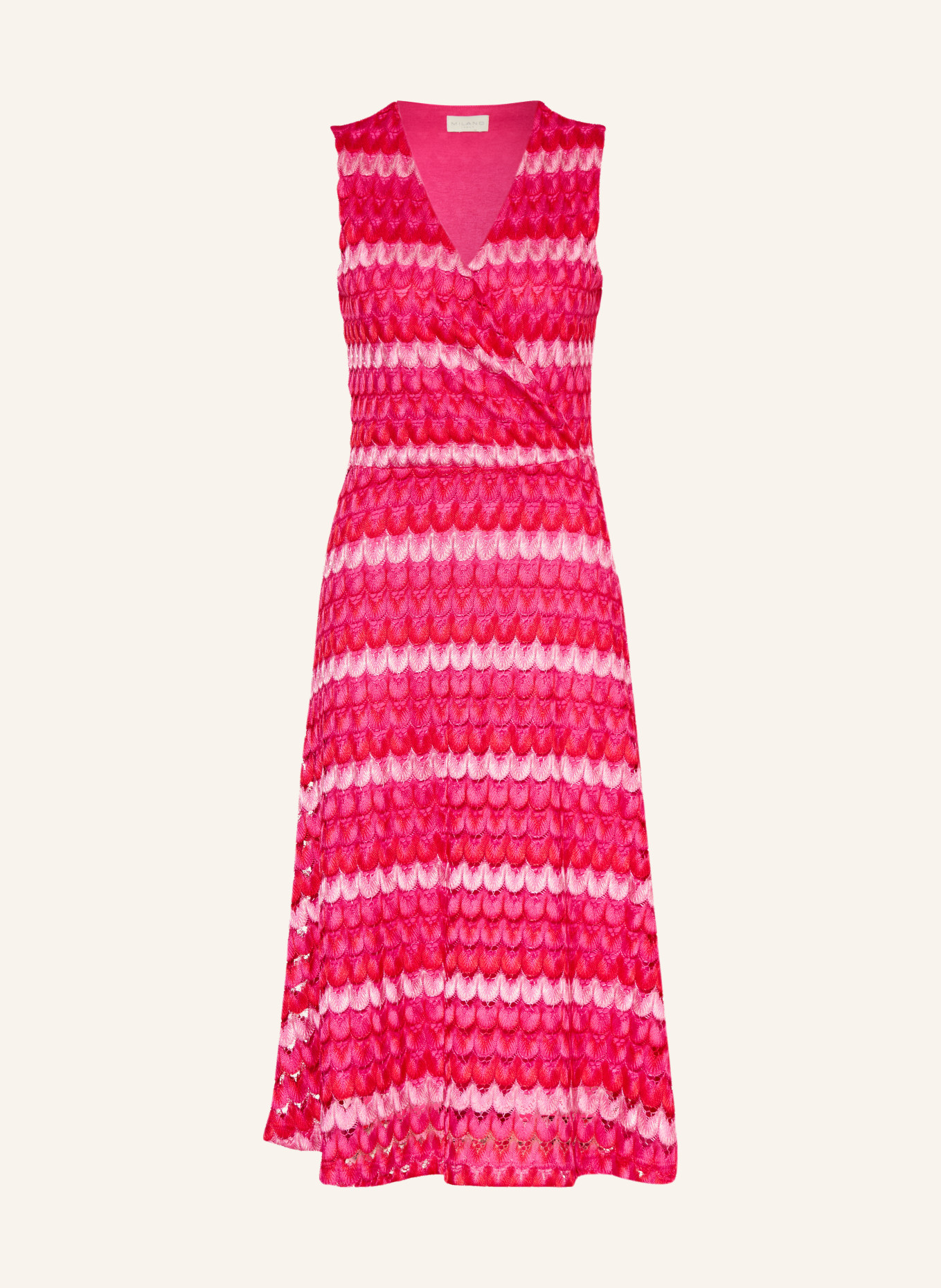 MILANO ITALY Crochet wrap dress: FUCHSIA / PINK / RED