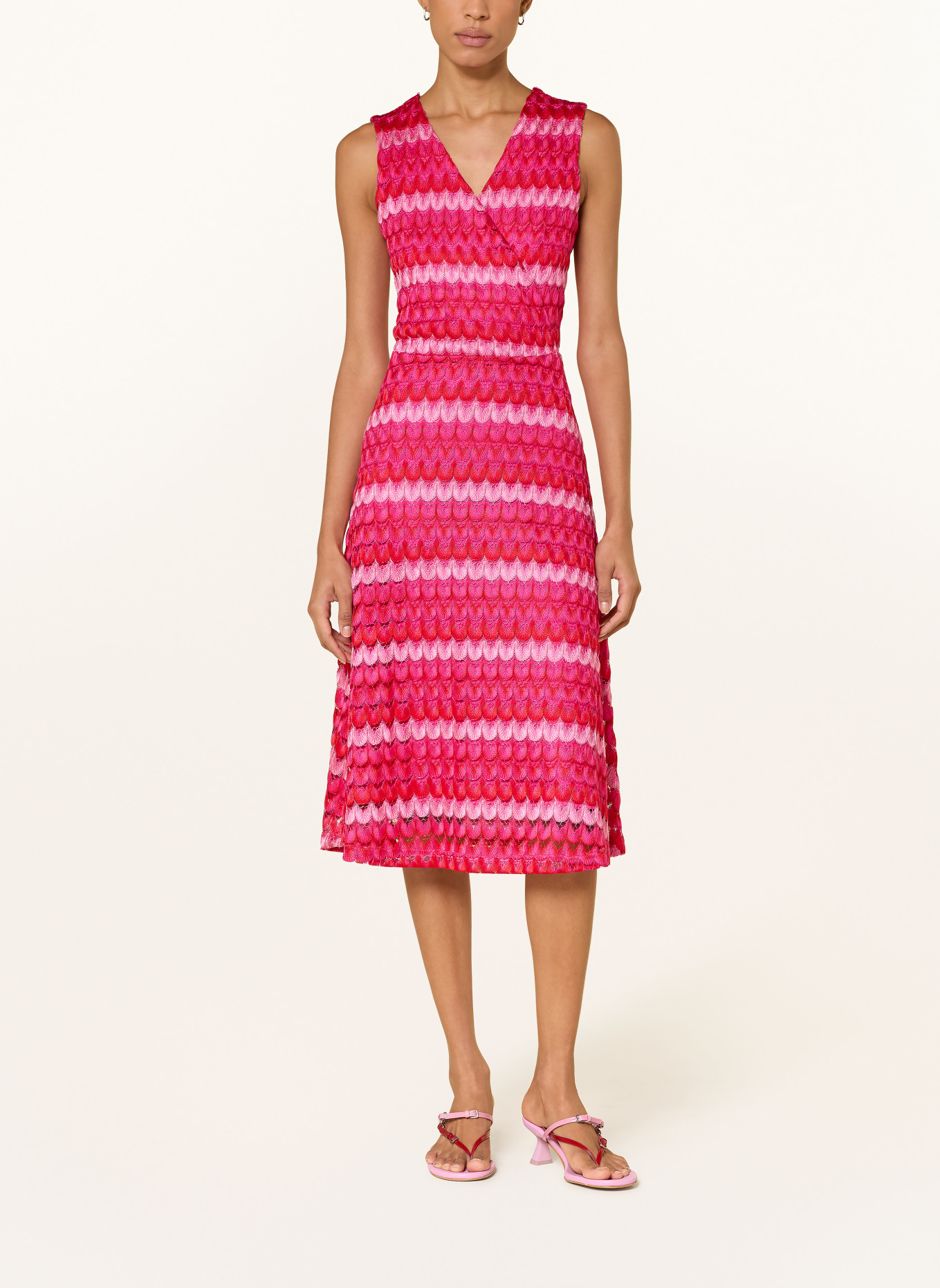 MILANO ITALY Crochet wrap dress: FUCHSIA / PINK / RED