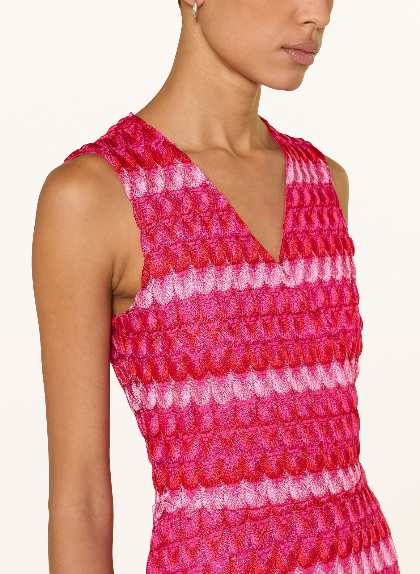 MILANO ITALY Crochet wrap dress: FUCHSIA / PINK / RED