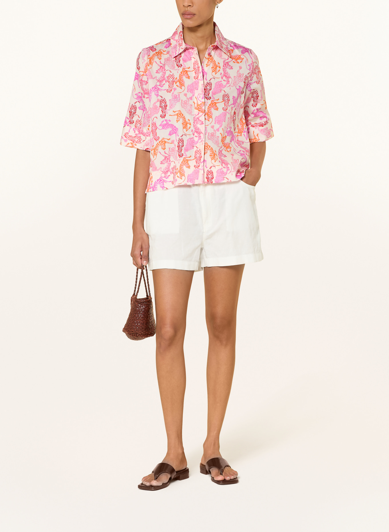 MILANO ITALY Skjortebluse: PINK / CREME / ORANGE