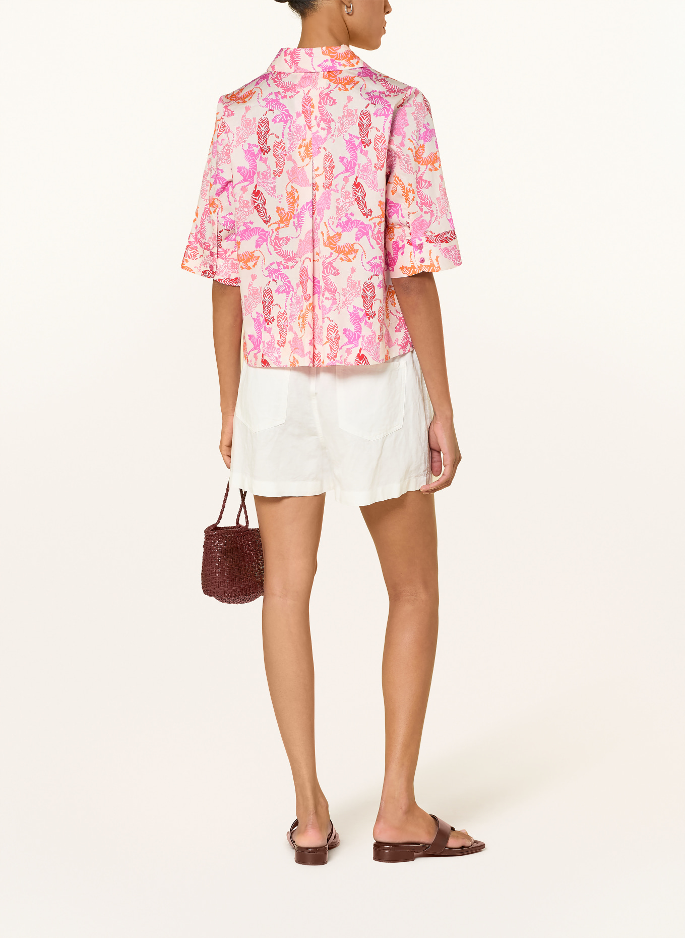 MILANO ITALY Skjortebluse: PINK / CREME / ORANGE