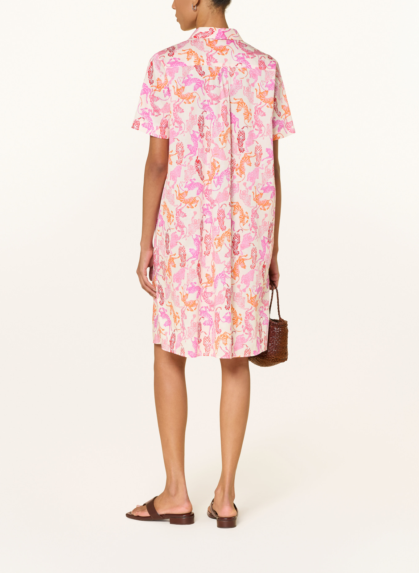 MILANO ITALY Rochie tip cămașă: ROZ / CREM / PORTOCALIU