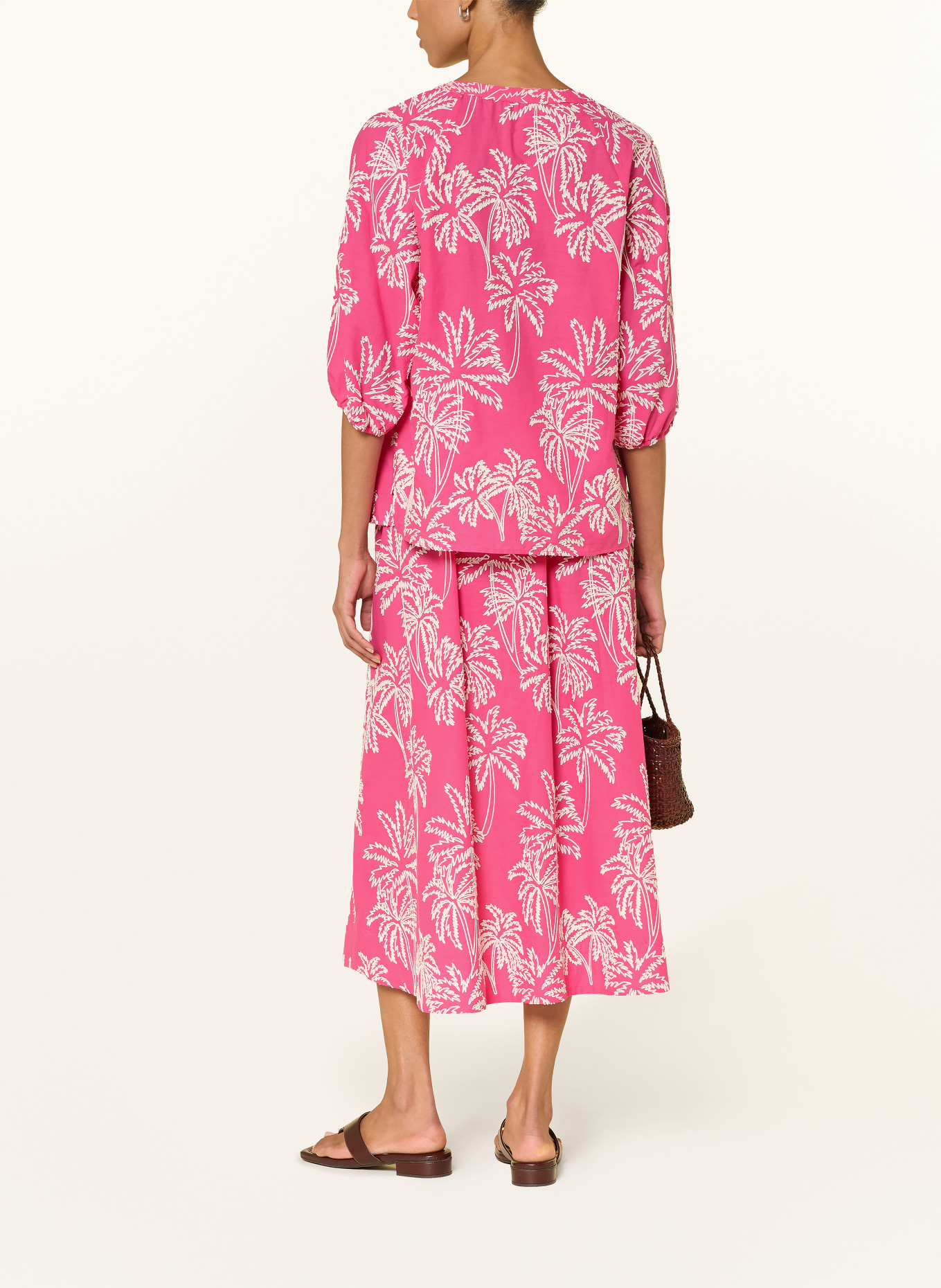 MILANO ITALY Blouse-style shirt with 3/4 sleeves: PINK / ECRU