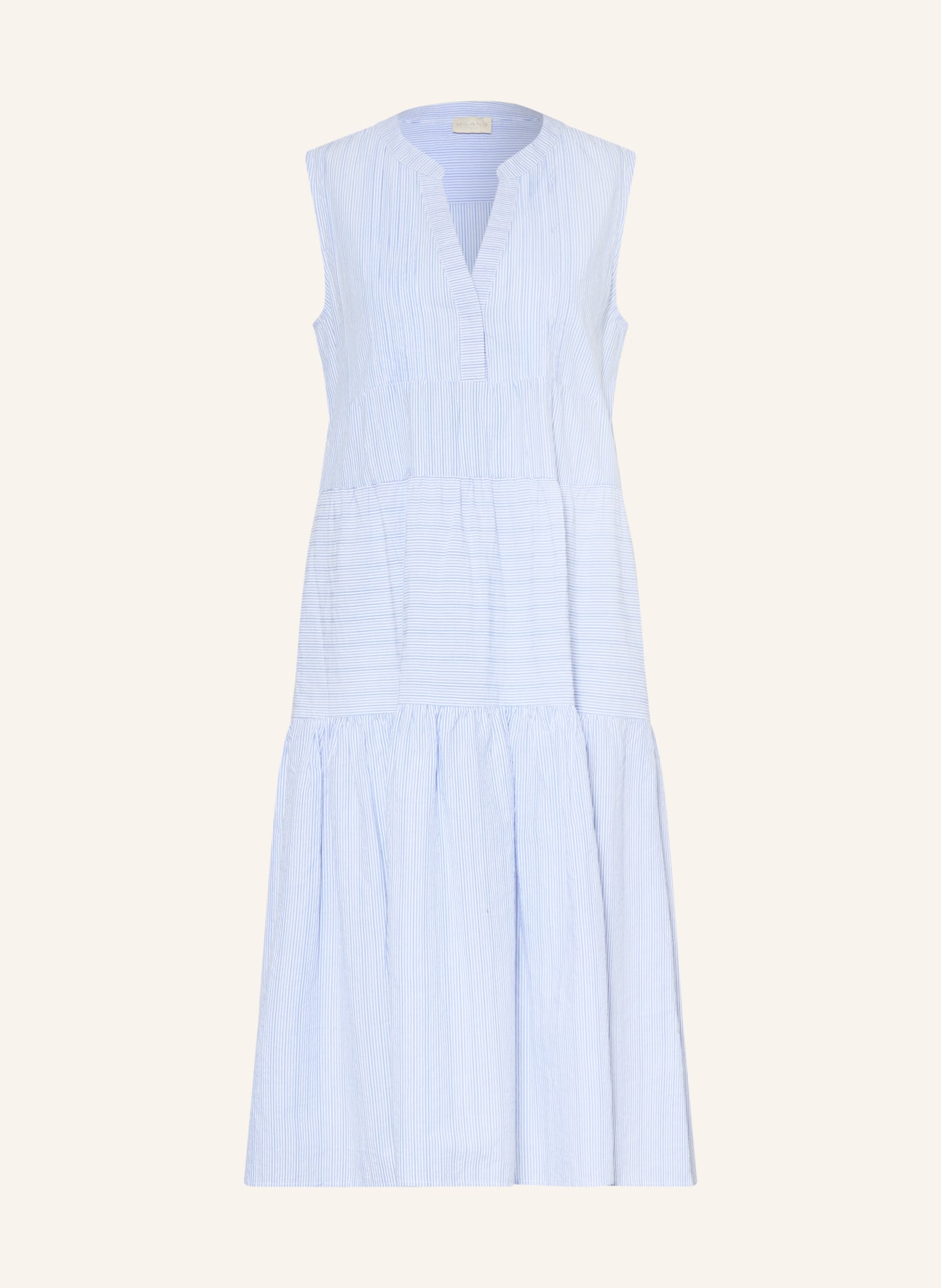 MILANO ITALY Dress with ruffles: LIGHT BLUE / WHITE