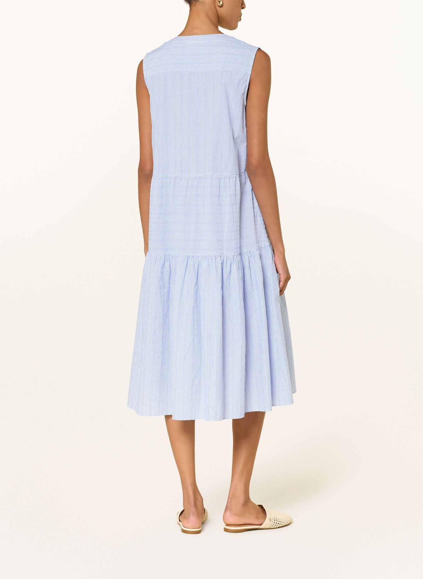 MILANO ITALY Dress with ruffles: LIGHT BLUE / WHITE
