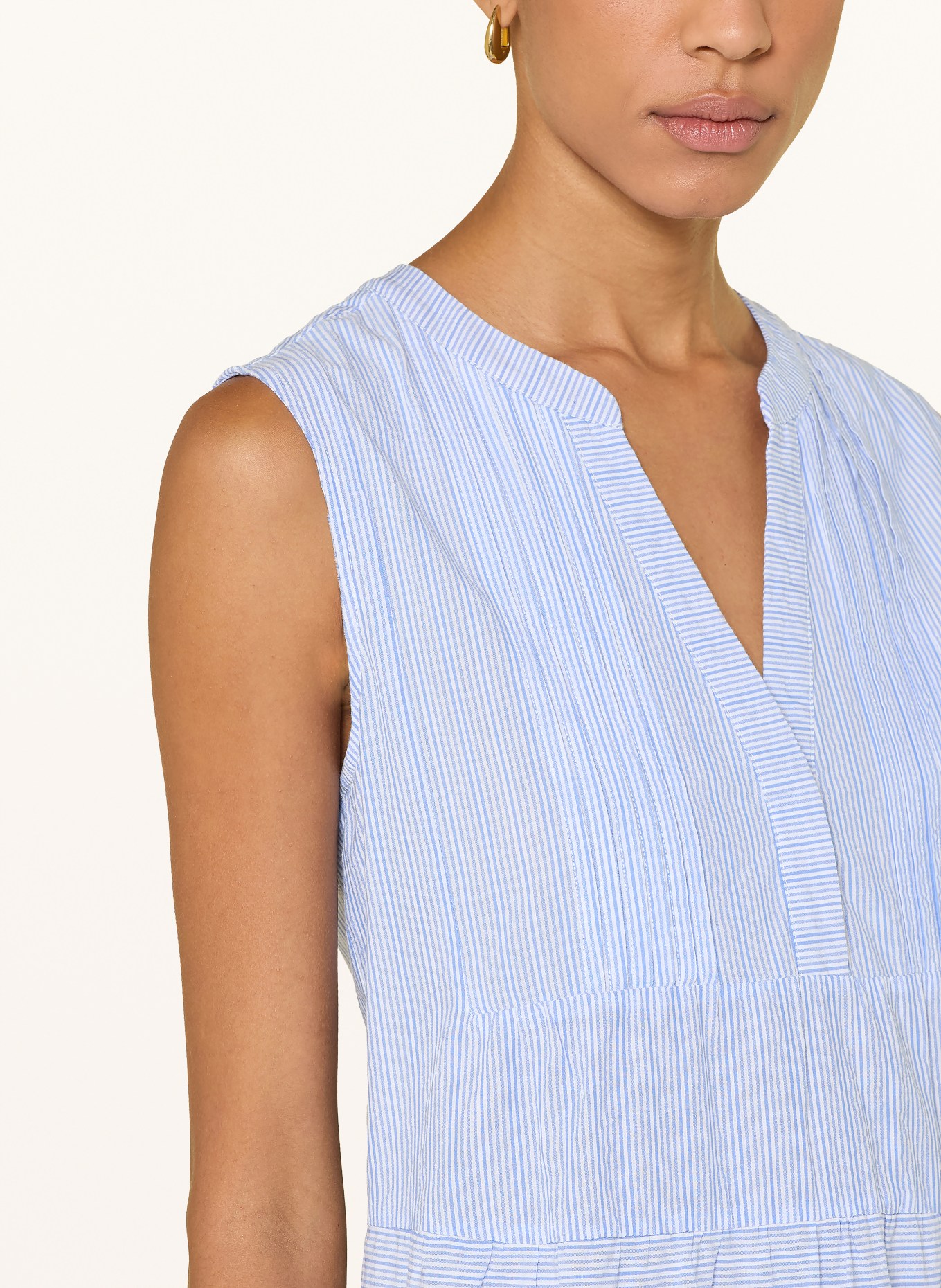 MILANO ITALY Dress with ruffles: LIGHT BLUE / WHITE