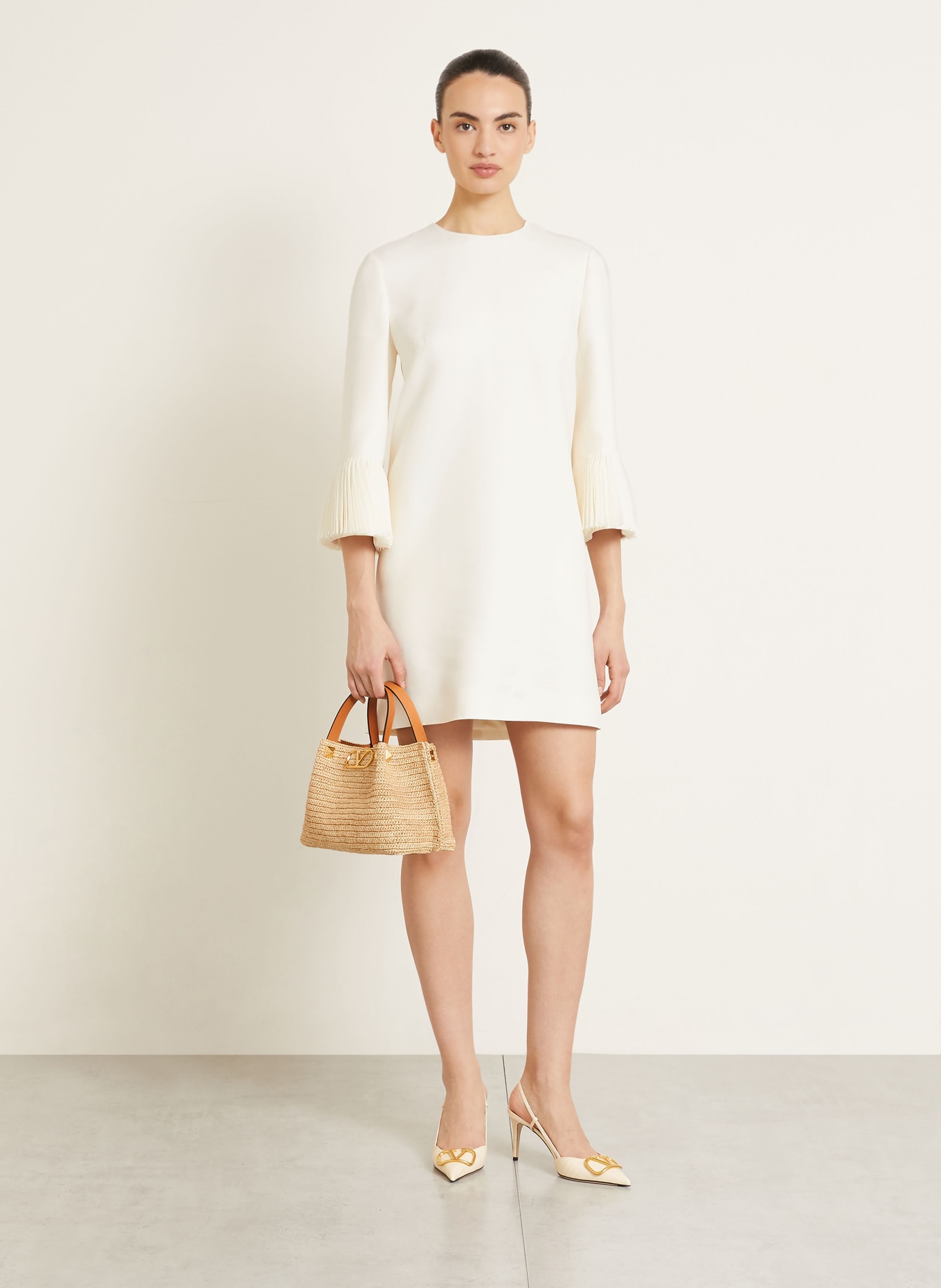 VALENTINO Šaty s hedvábím a 3/4 rukávy: REŽNÁ