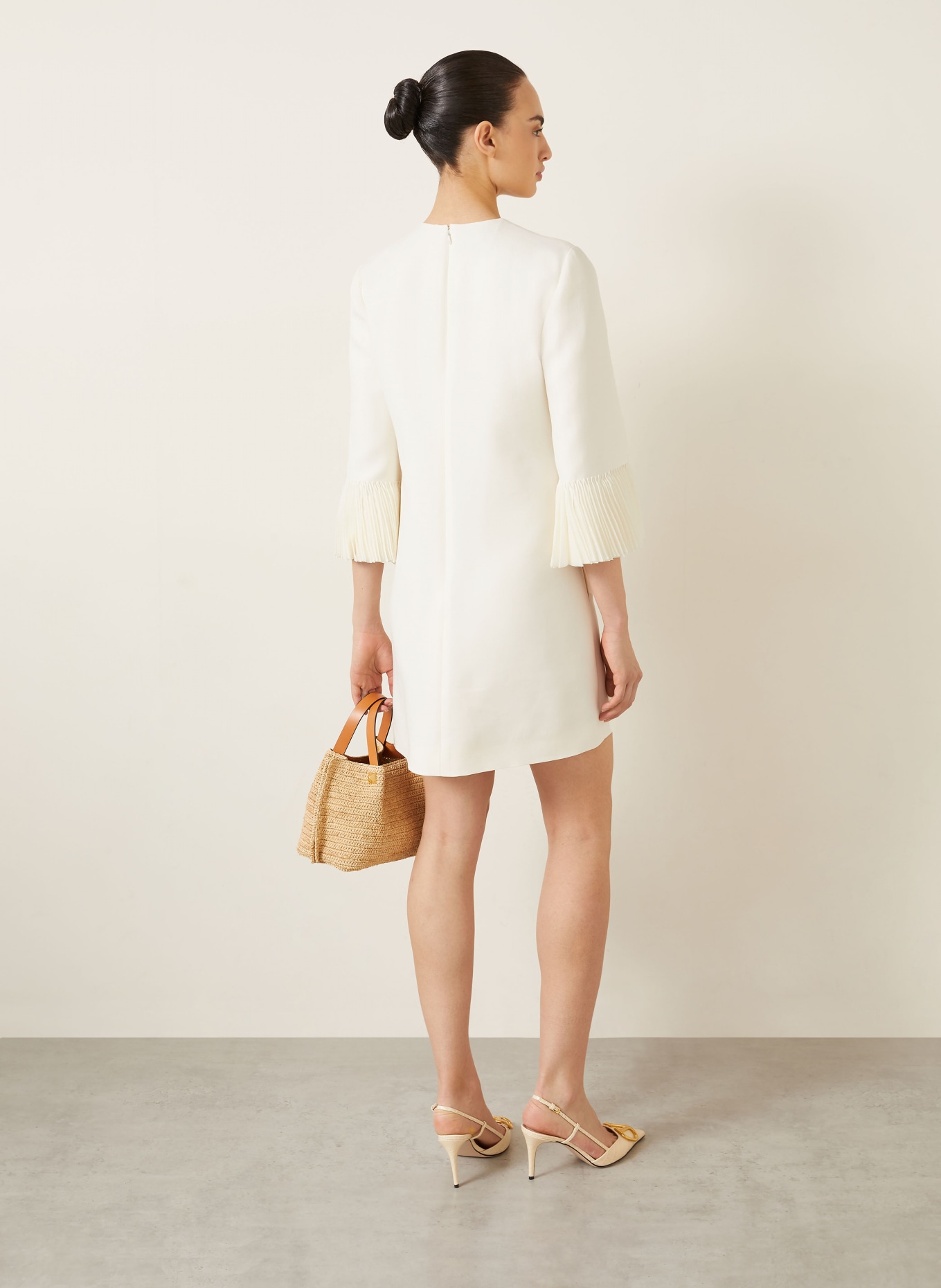 VALENTINO Šaty s hedvábím a 3/4 rukávy: REŽNÁ