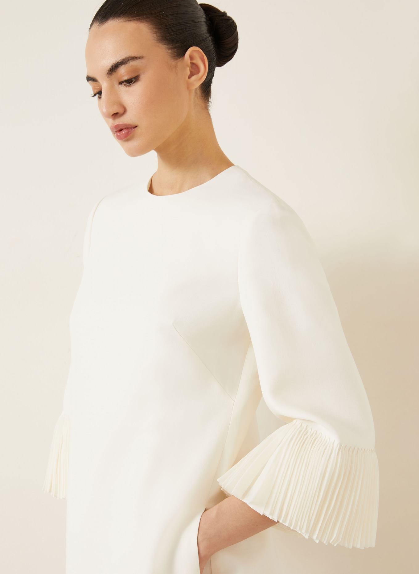 VALENTINO Šaty s hedvábím a 3/4 rukávy: REŽNÁ