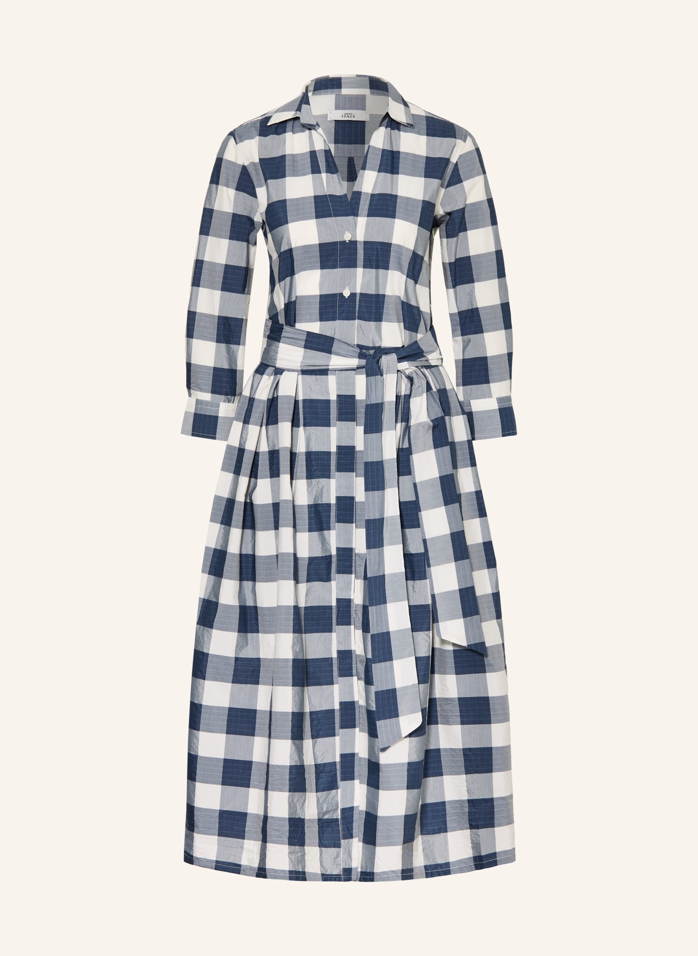 0039 ITALY JULENE shirt dress with 3/4 sleeves: DARK BLUE / BLUE GRAY / WHITE