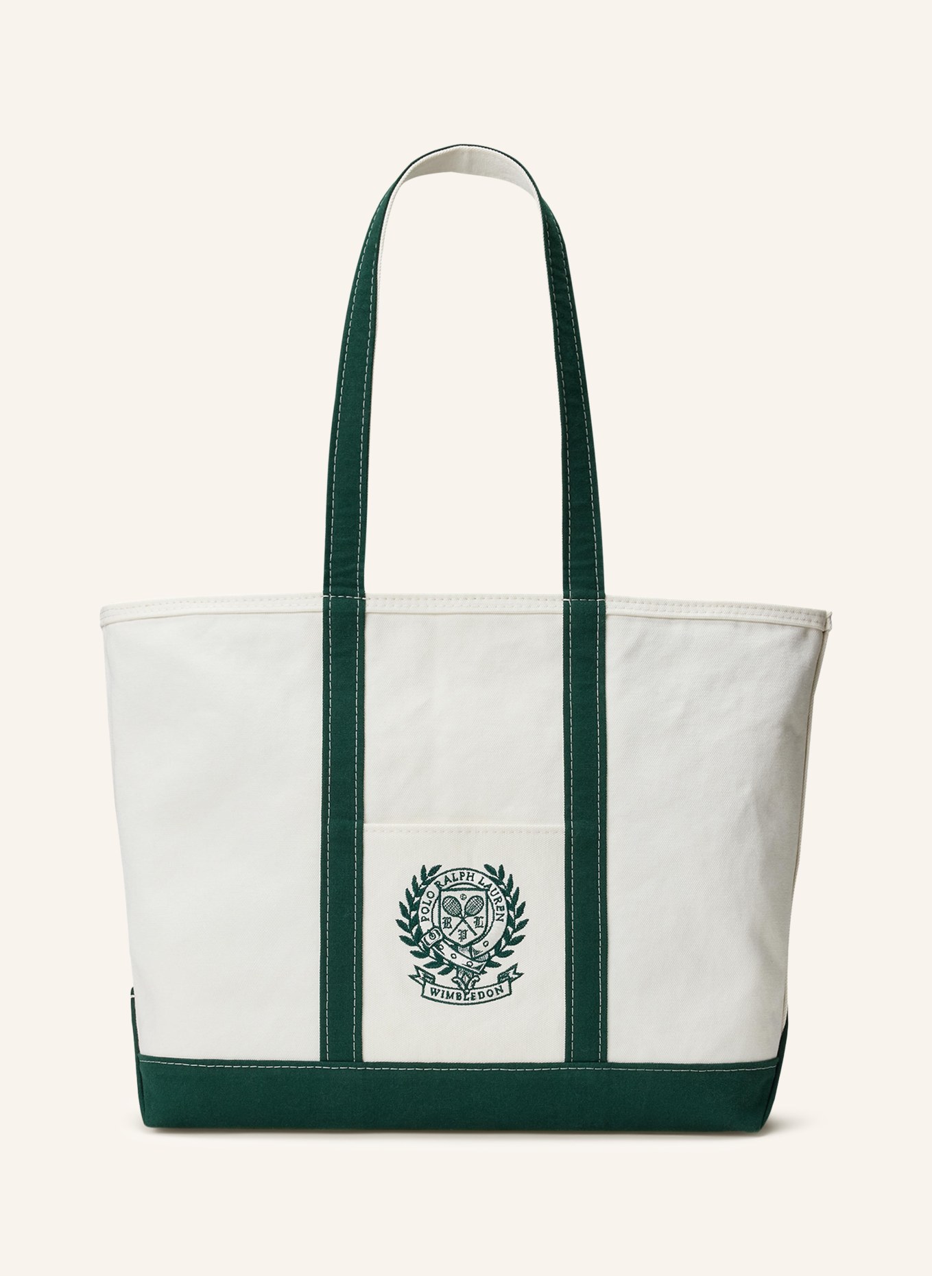 POLO RALPH LAUREN Reisetasche: CREME / DUNKELGRÜN