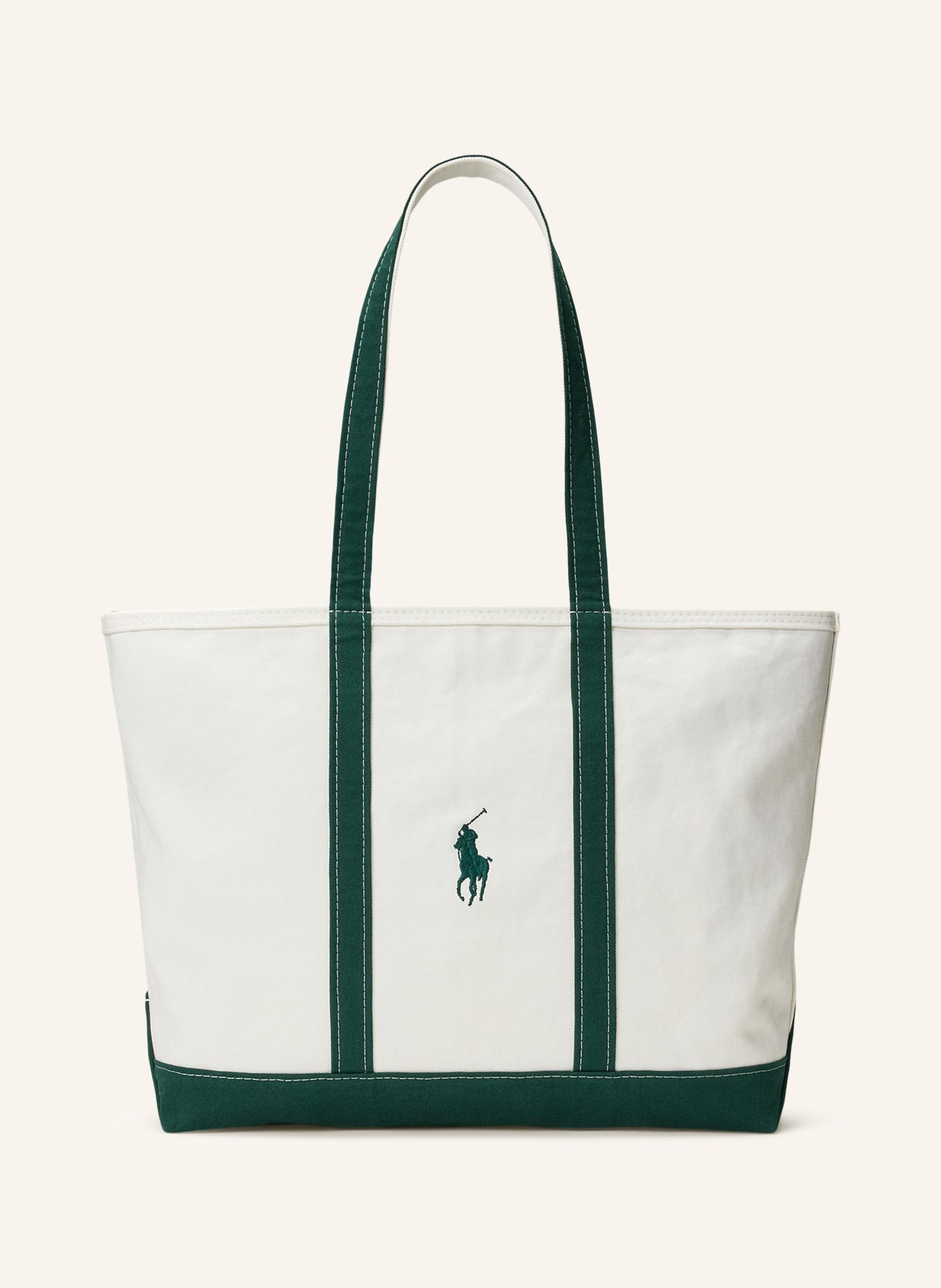 POLO RALPH LAUREN Reisetasche: CREME / DUNKELGRÜN