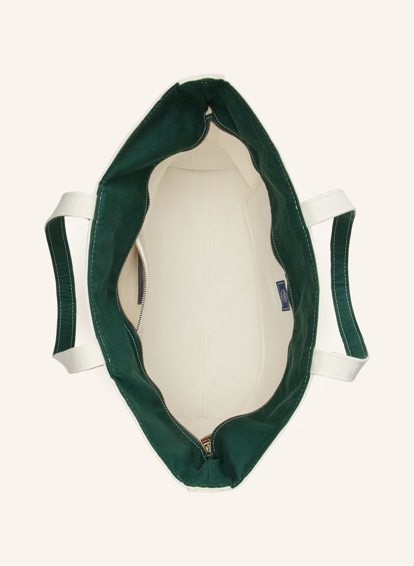 POLO RALPH LAUREN Reisetasche: CREME / DUNKELGRÜN