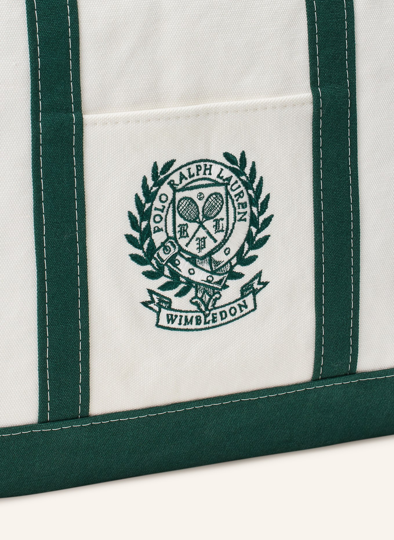 POLO RALPH LAUREN Reisetasche: CREME / DUNKELGRÜN
