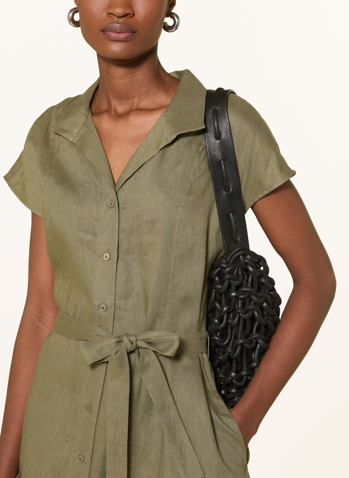 ANGOOR Linnen jurk: KAKI