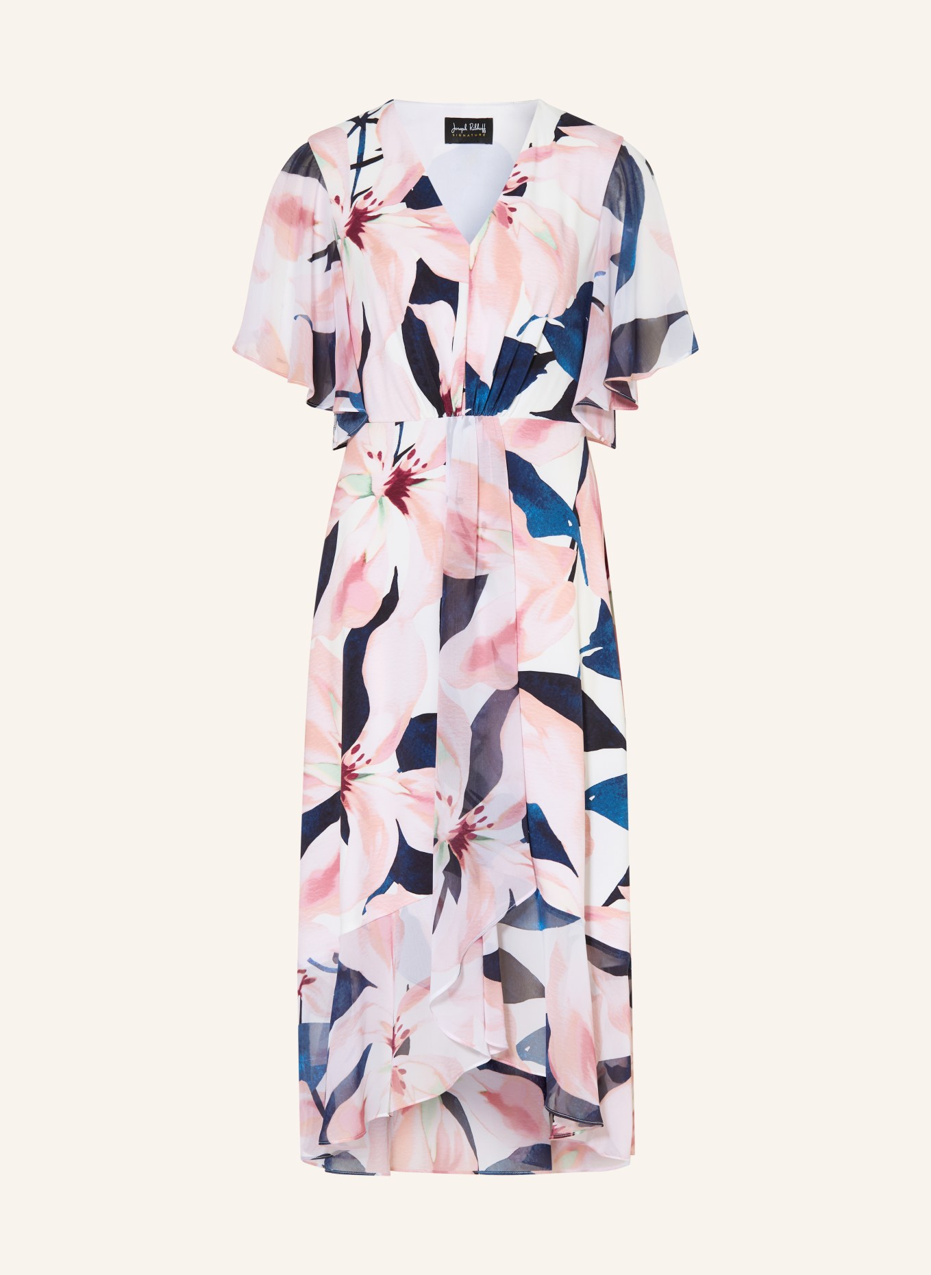 Joseph Ribkoff SIGNATURE Robe à volants: CRÈME / ROSE / BLEU FONCÉ