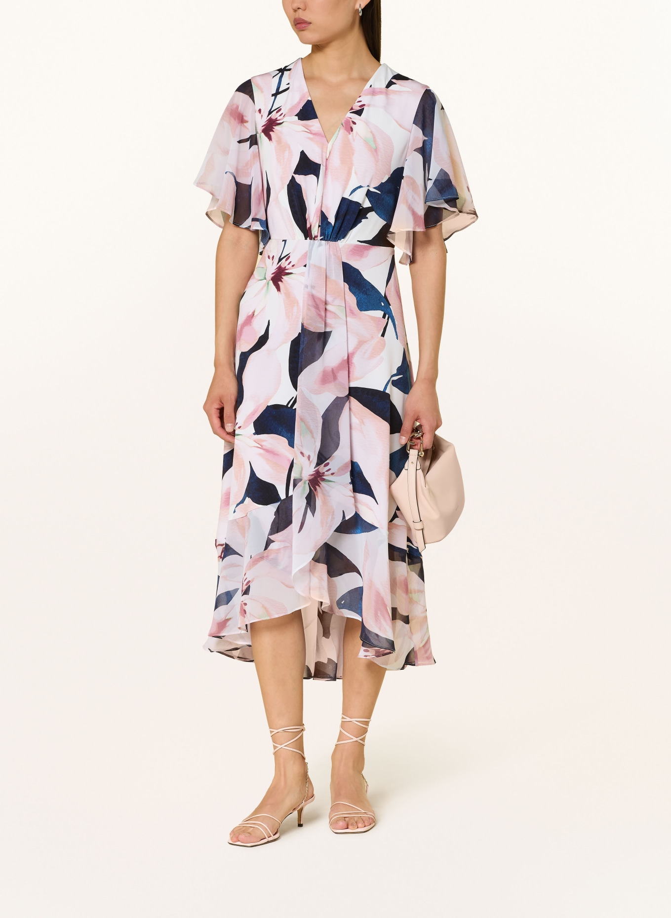 Joseph Ribkoff SIGNATURE Robe à volants: CRÈME / ROSE / BLEU FONCÉ