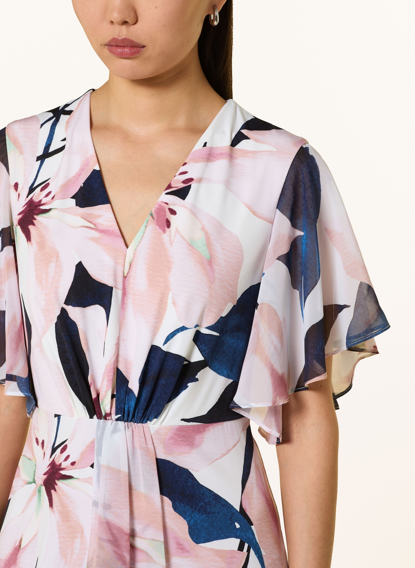 Joseph Ribkoff SIGNATURE Robe à volants: CRÈME / ROSE / BLEU FONCÉ